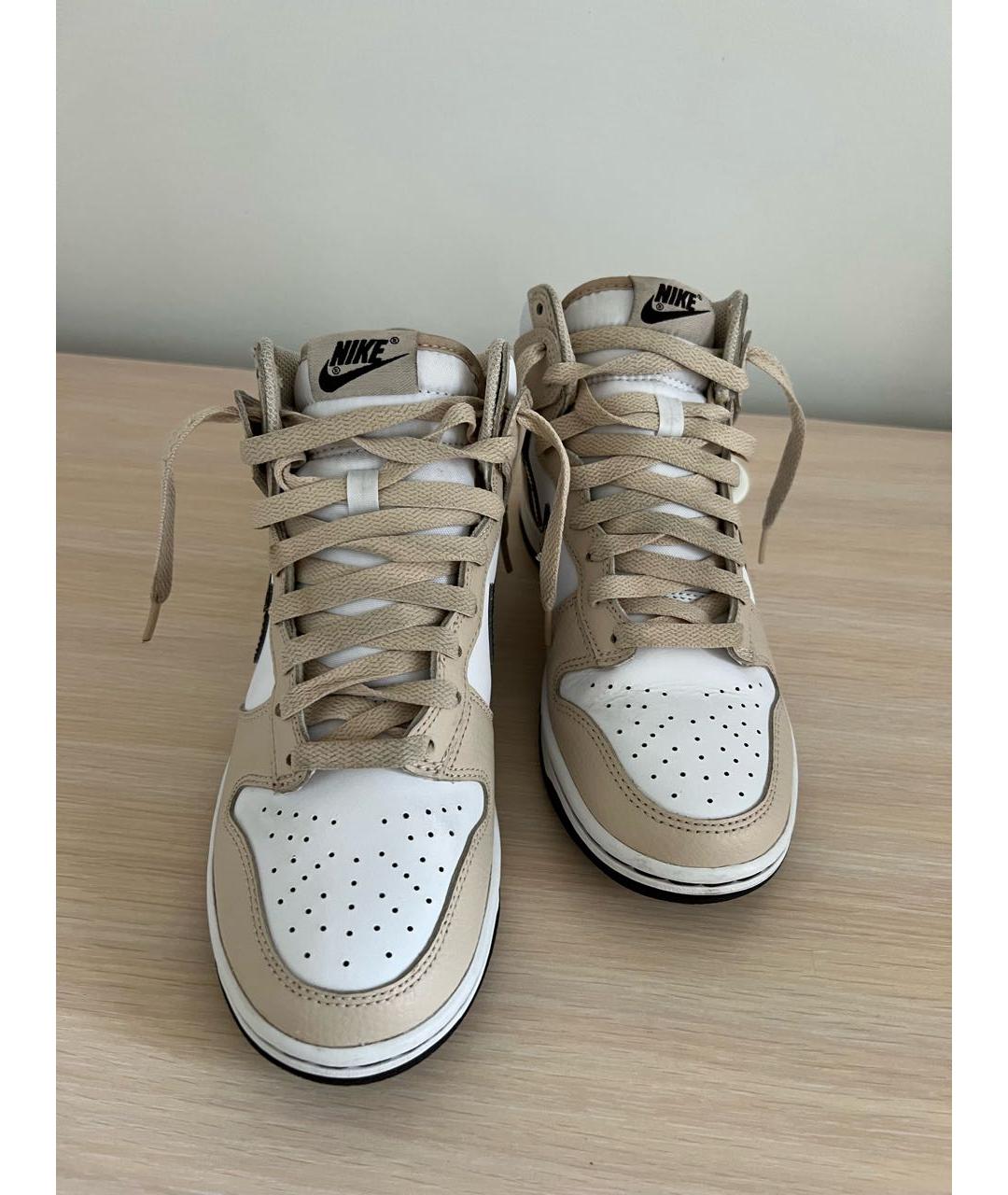 NIKE Бежевые кожаные кроссовки, фото 2