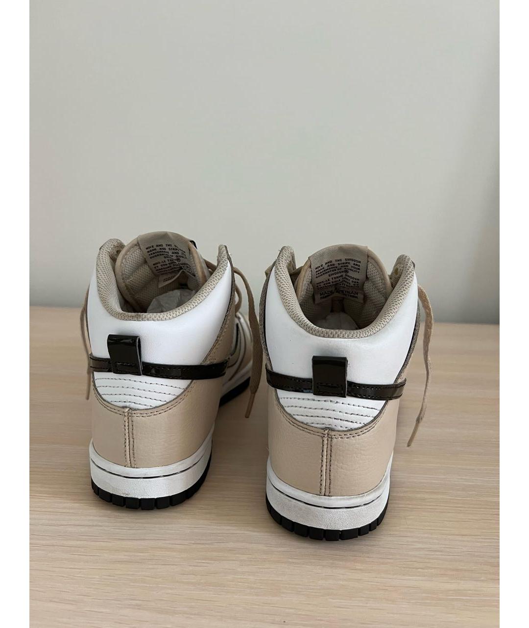 NIKE Бежевые кожаные кроссовки, фото 4
