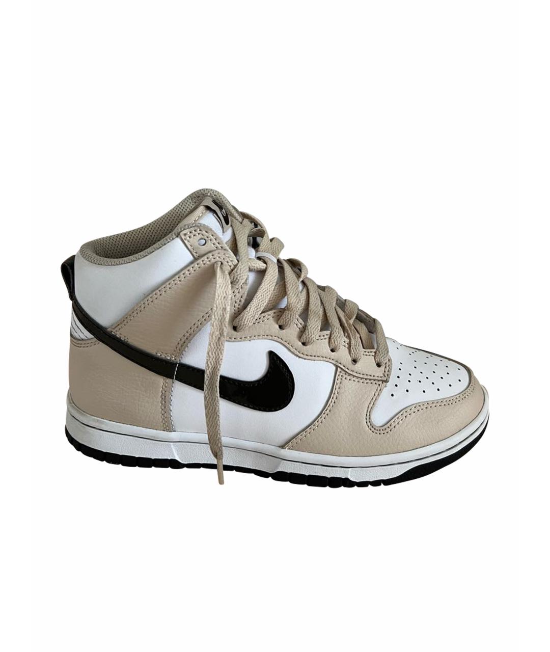NIKE Бежевые кожаные кроссовки, фото 1
