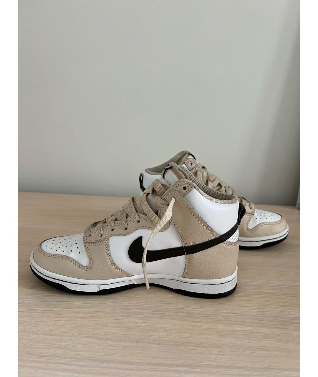 NIKE Бежевые кожаные кроссовки, фото 8