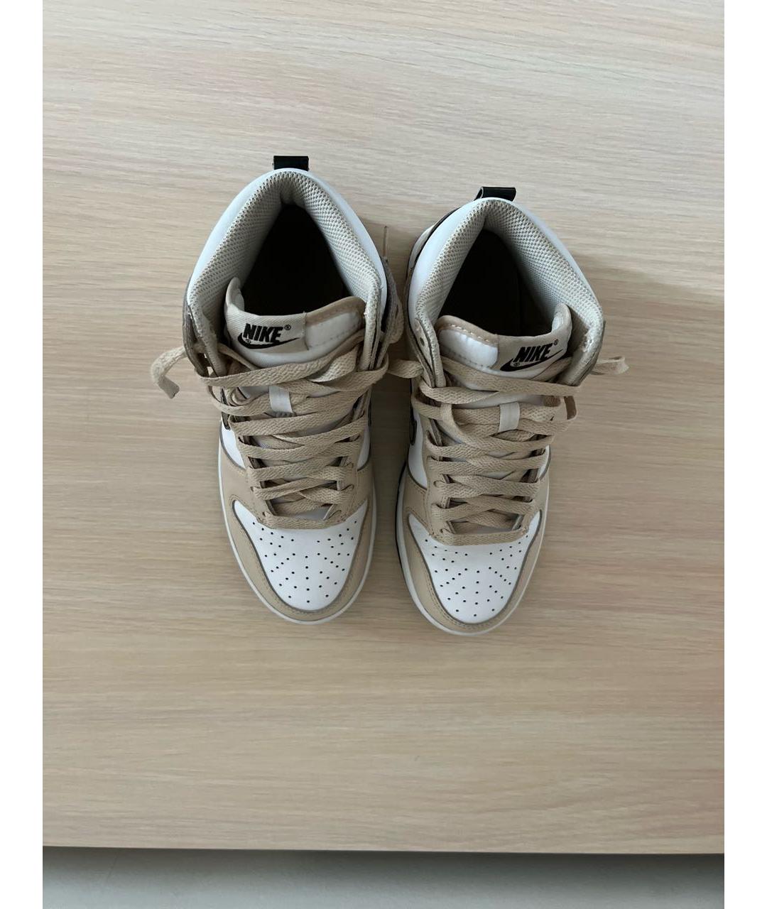 NIKE Бежевые кожаные кроссовки, фото 3
