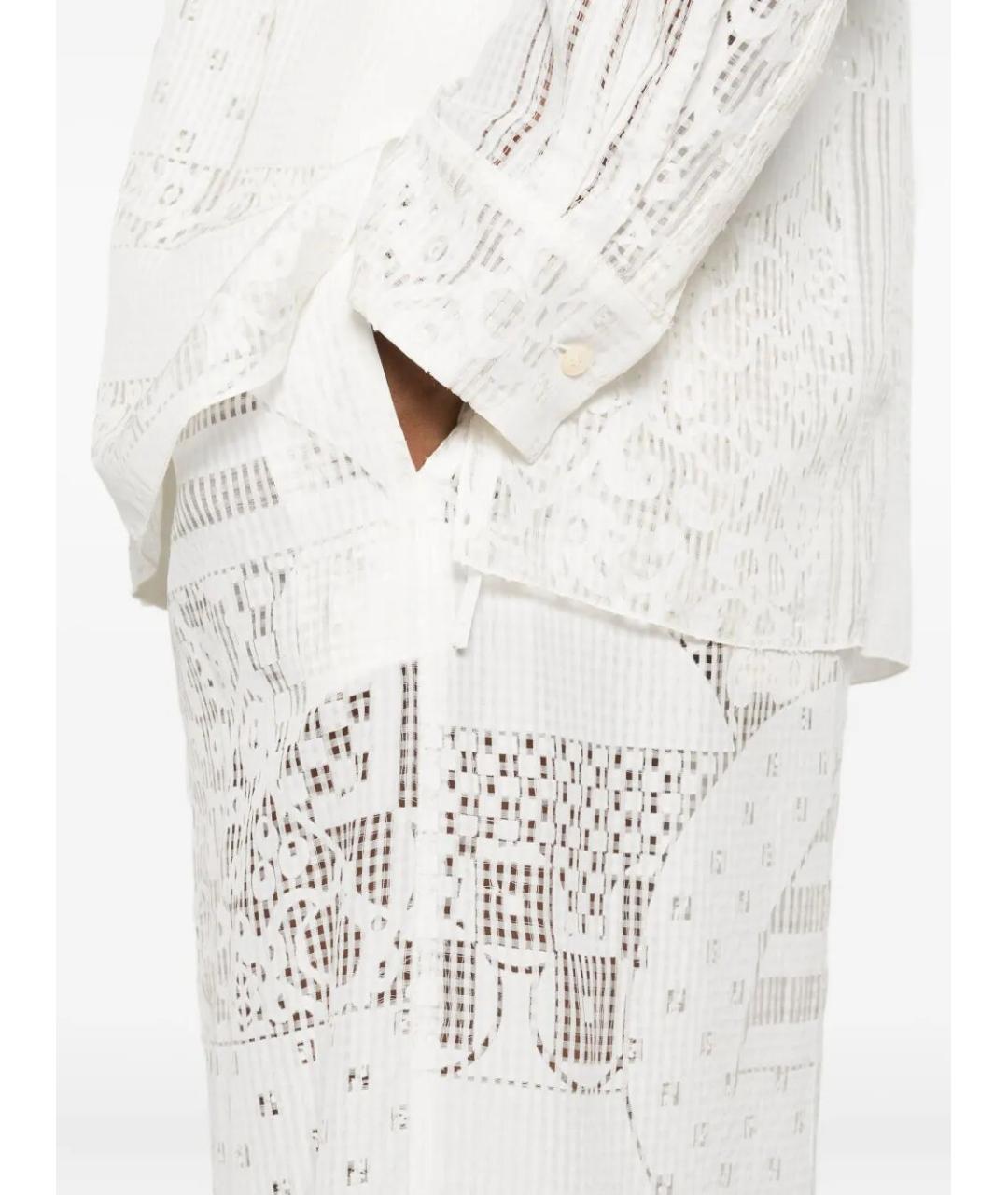 FENDI Белые вискозные брюки широкие, фото 3