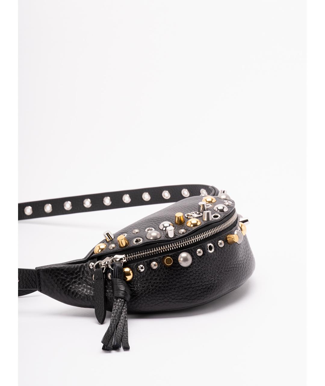VALENTINO Черная кожаная поясная сумка, фото 2