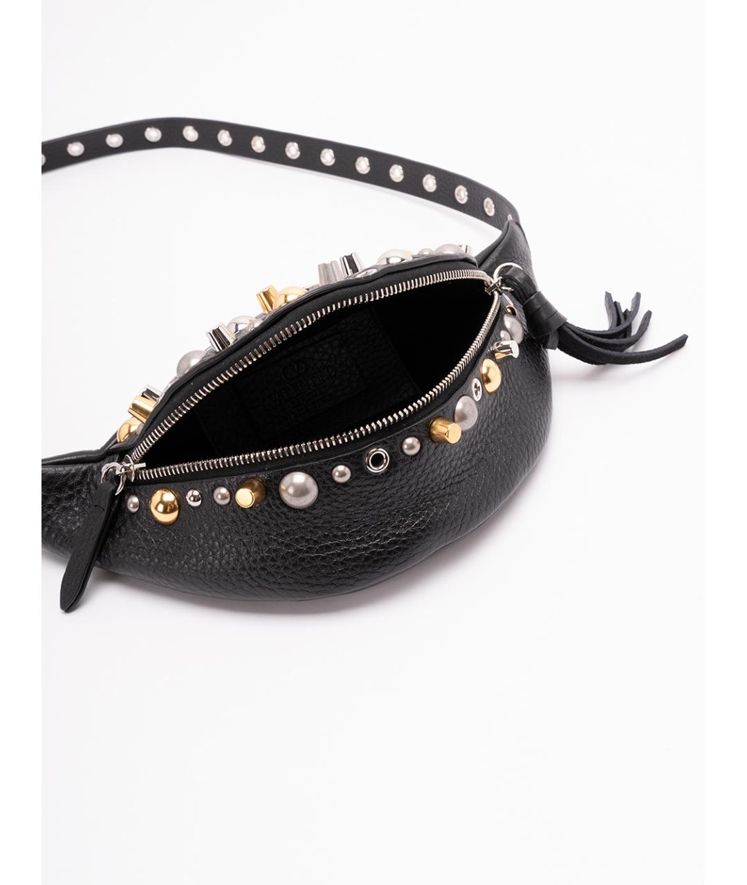 VALENTINO Черная кожаная поясная сумка, фото 4
