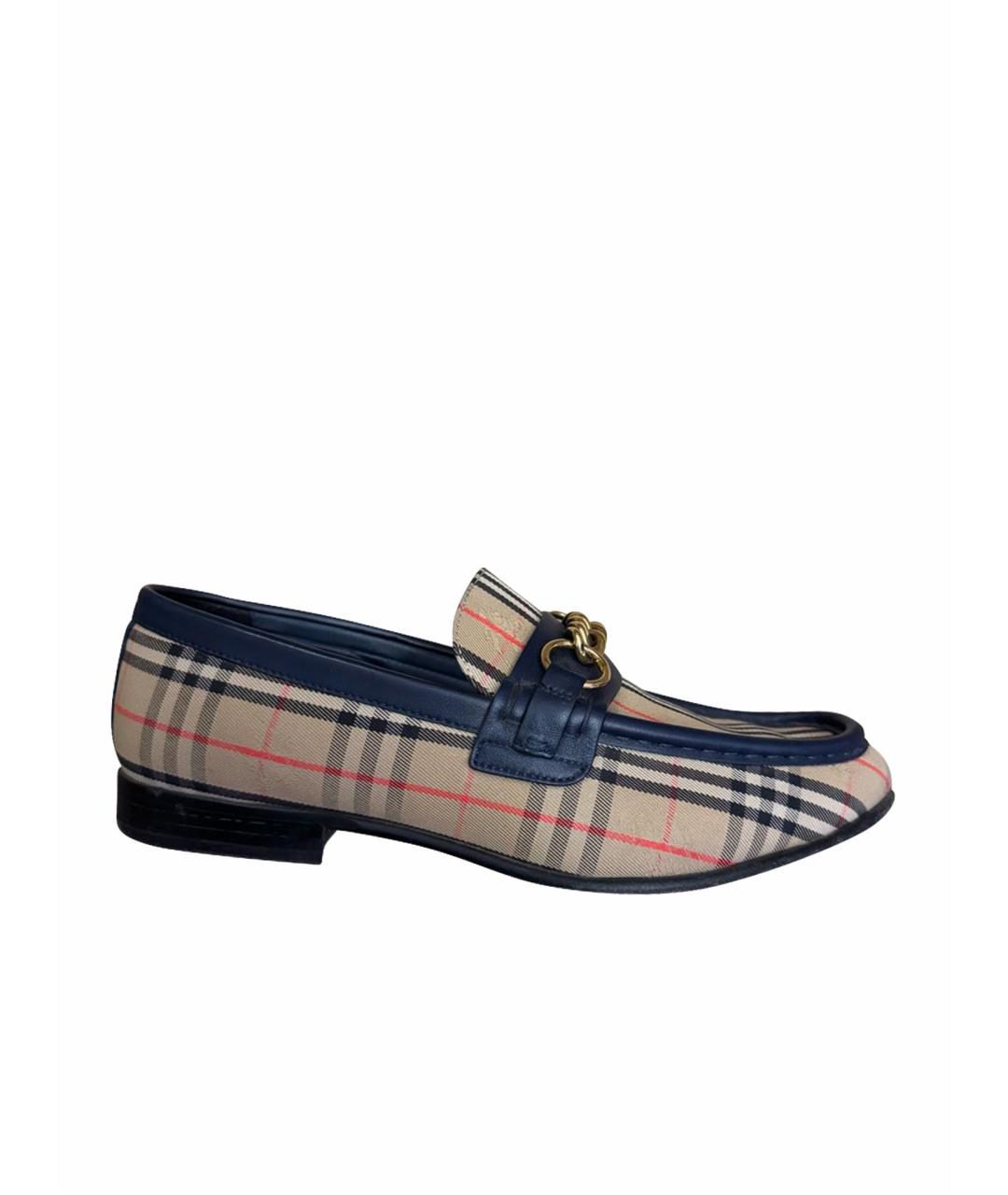 BURBERRY Бежевые текстильные лоферы, фото 1