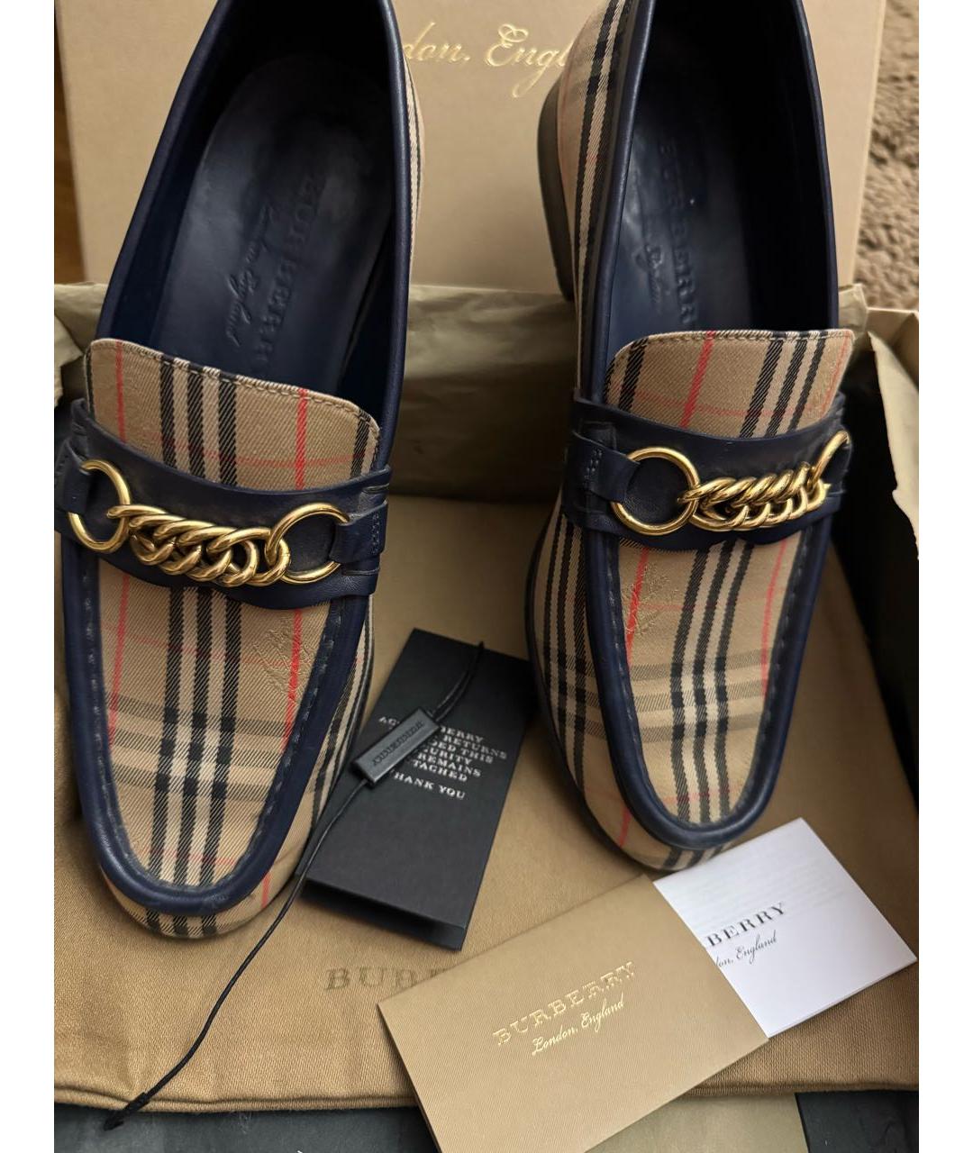 BURBERRY Бежевые текстильные лоферы, фото 2