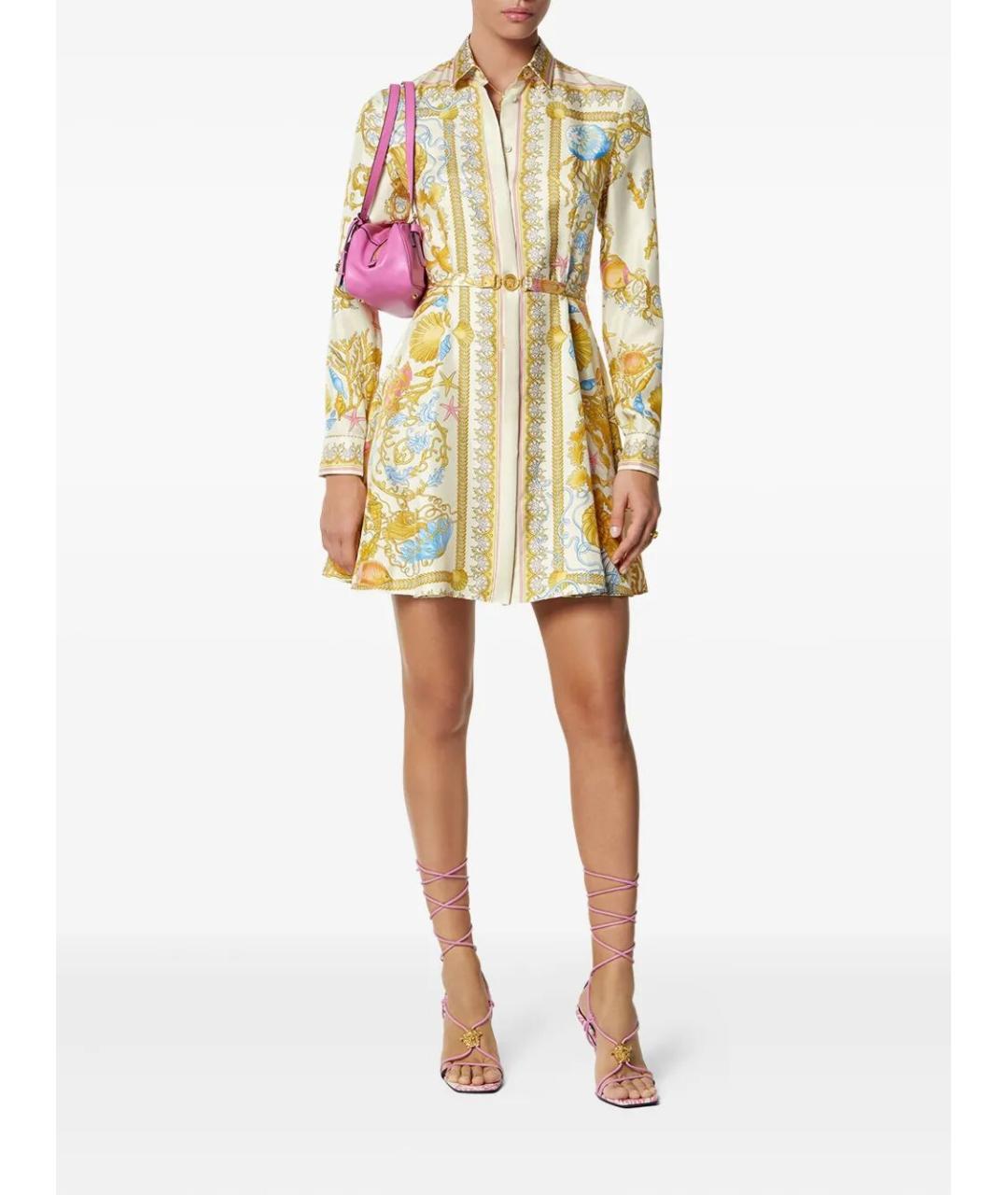 VERSACE Мульти шелковое повседневное платье, фото 2