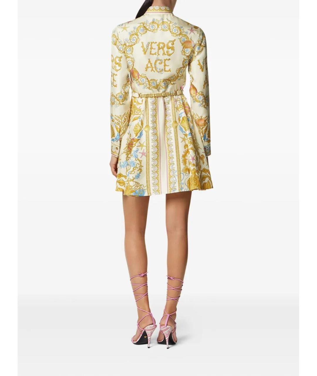VERSACE Мульти шелковое повседневное платье, фото 3
