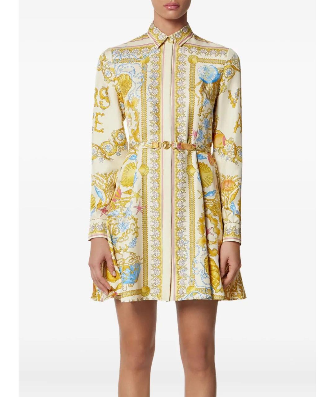 VERSACE Мульти шелковое повседневное платье, фото 5