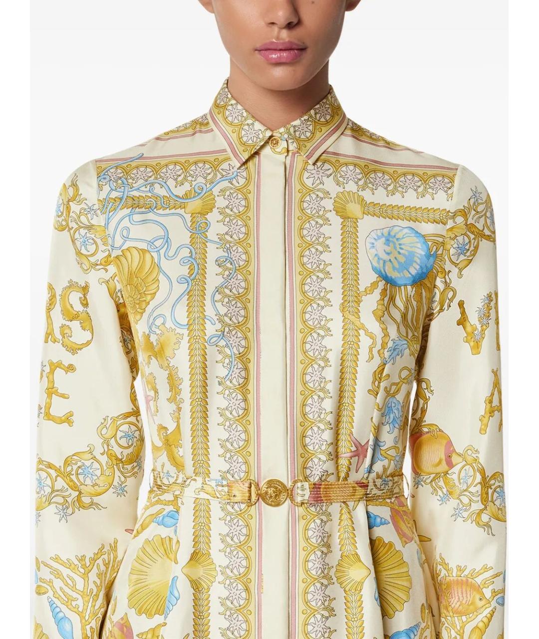 VERSACE Мульти шелковое повседневное платье, фото 4