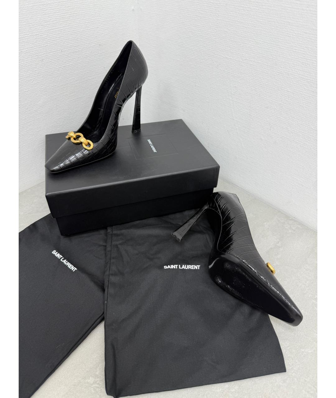 SAINT LAURENT Черные кожаные туфли, фото 8