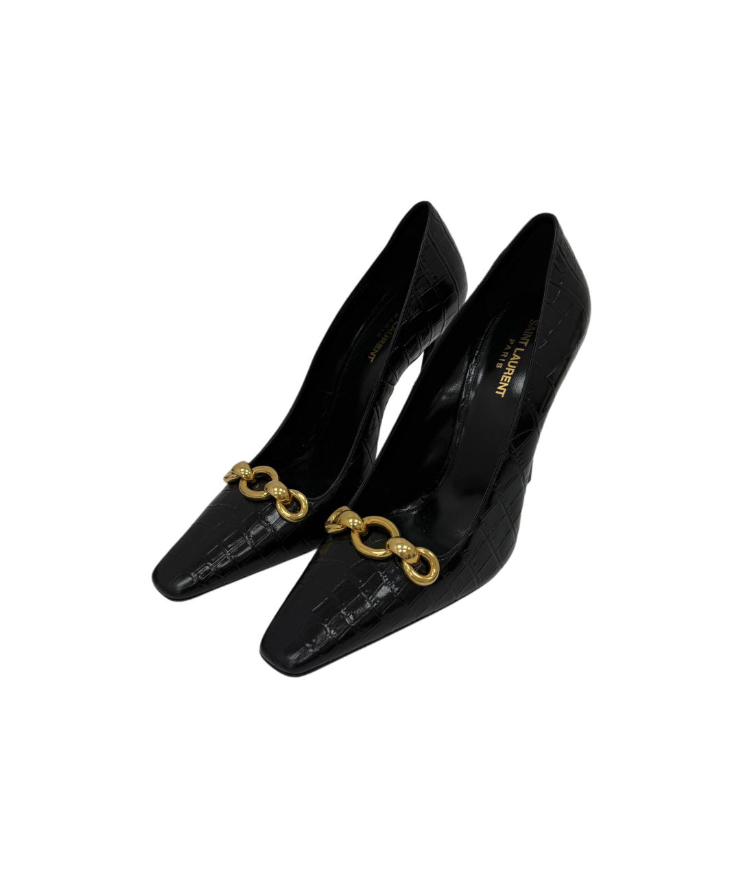 SAINT LAURENT Черные кожаные туфли, фото 2