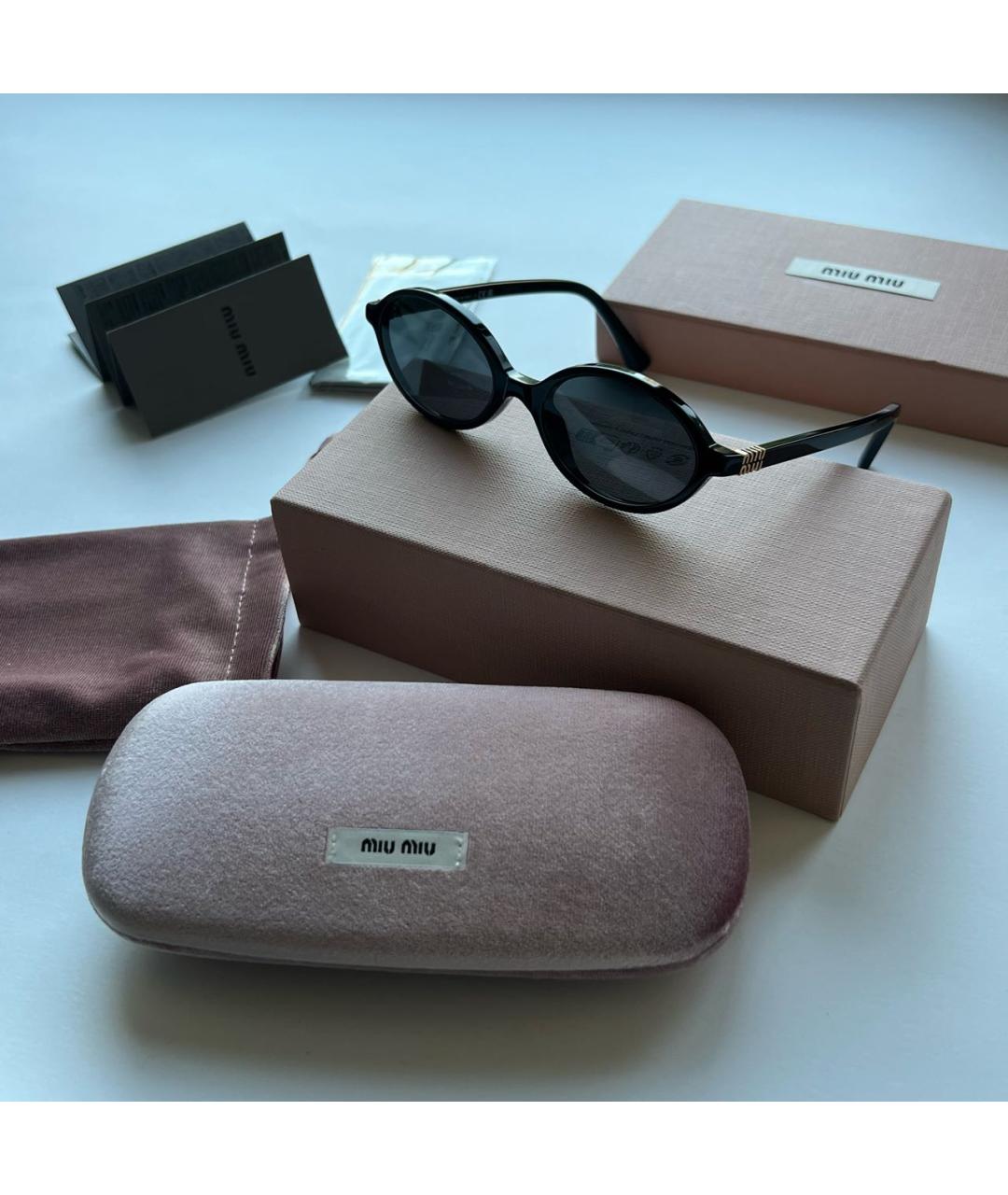 MIU MIU Черные пластиковые солнцезащитные очки, фото 3