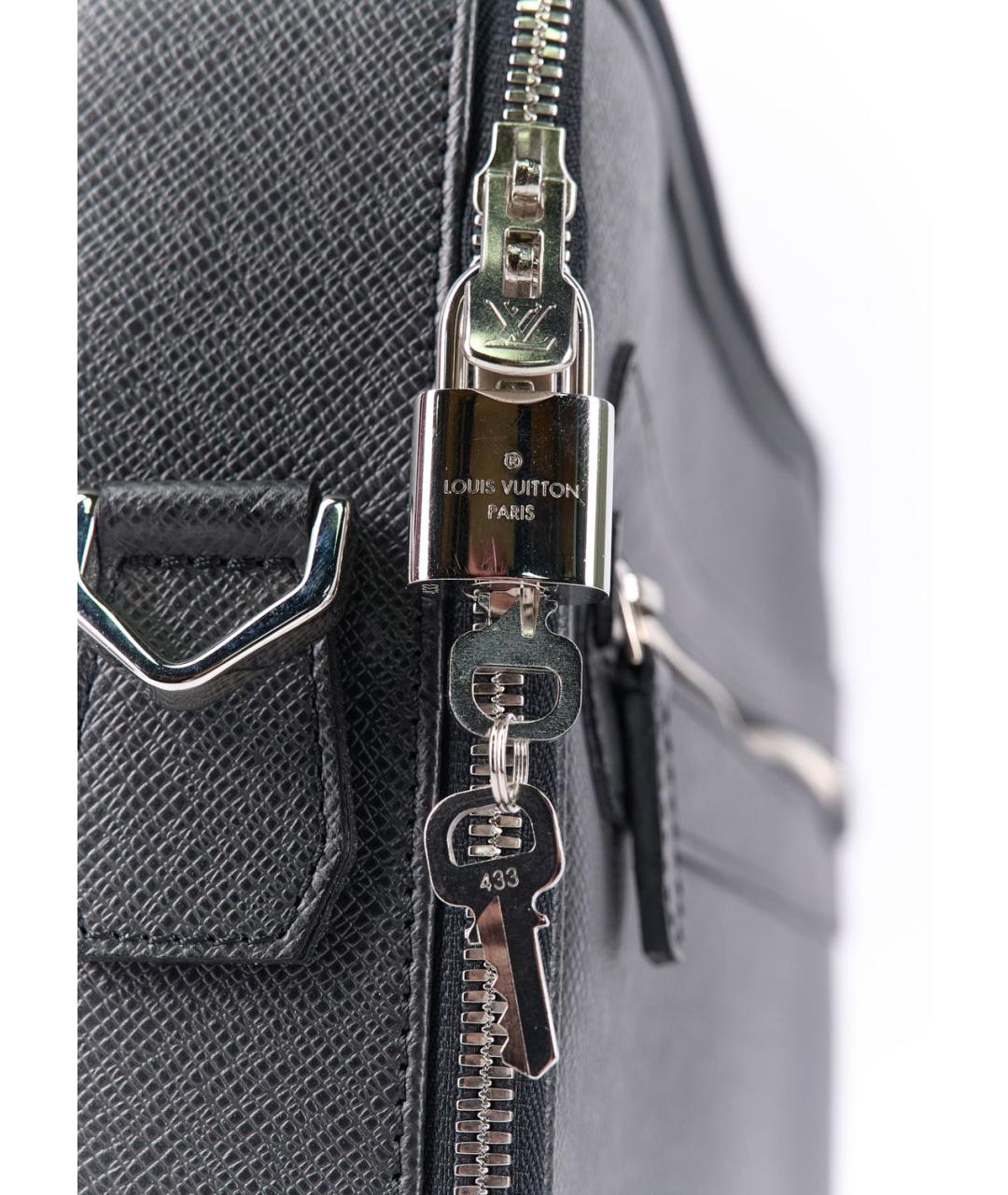 LOUIS VUITTON Черный кожаный портфель, фото 5