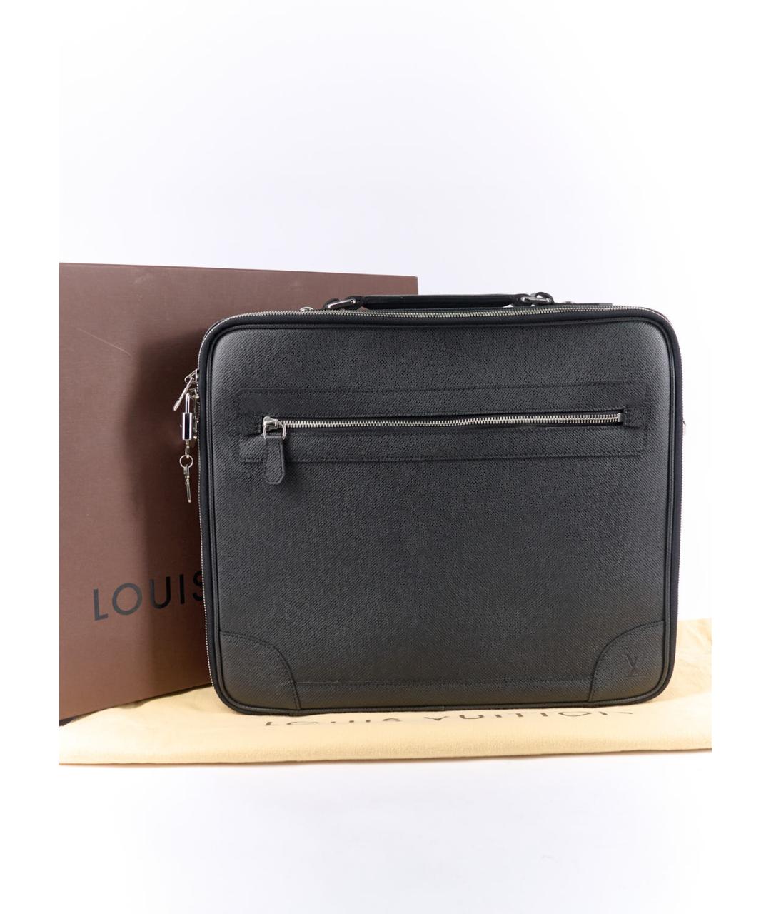 LOUIS VUITTON Черный кожаный портфель, фото 7