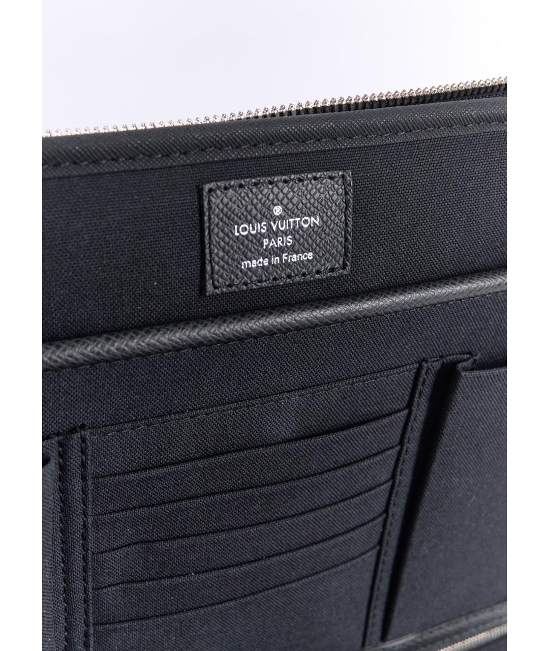 LOUIS VUITTON Черный кожаный портфель, фото 6