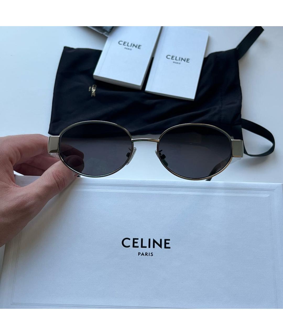 CELINE Серебряные металлические солнцезащитные очки, фото 4