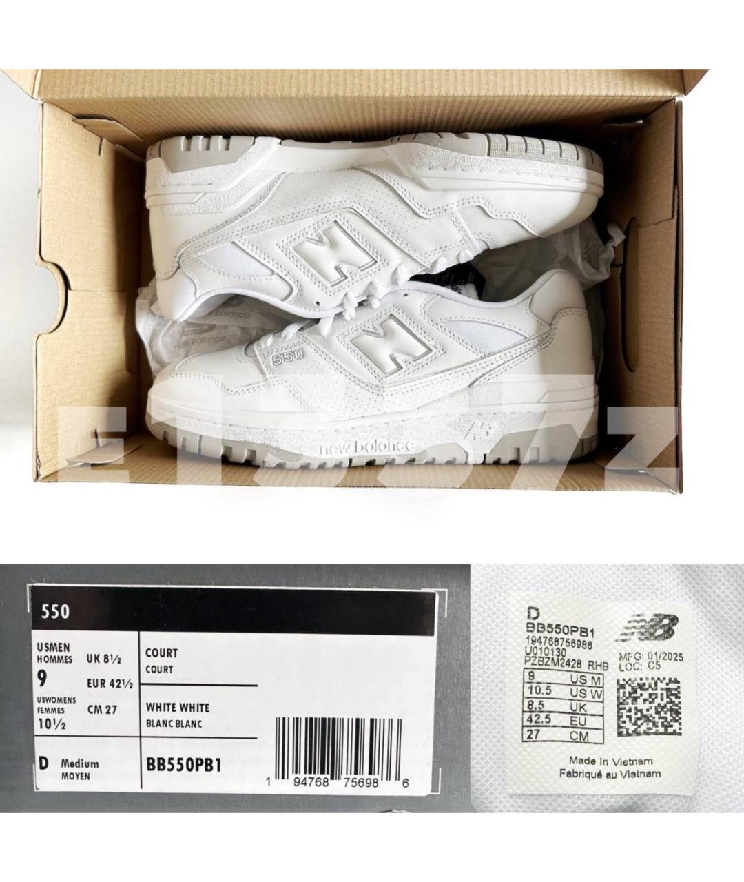 NEW BALANCE Белые кожаные низкие кроссовки / кеды, фото 4
