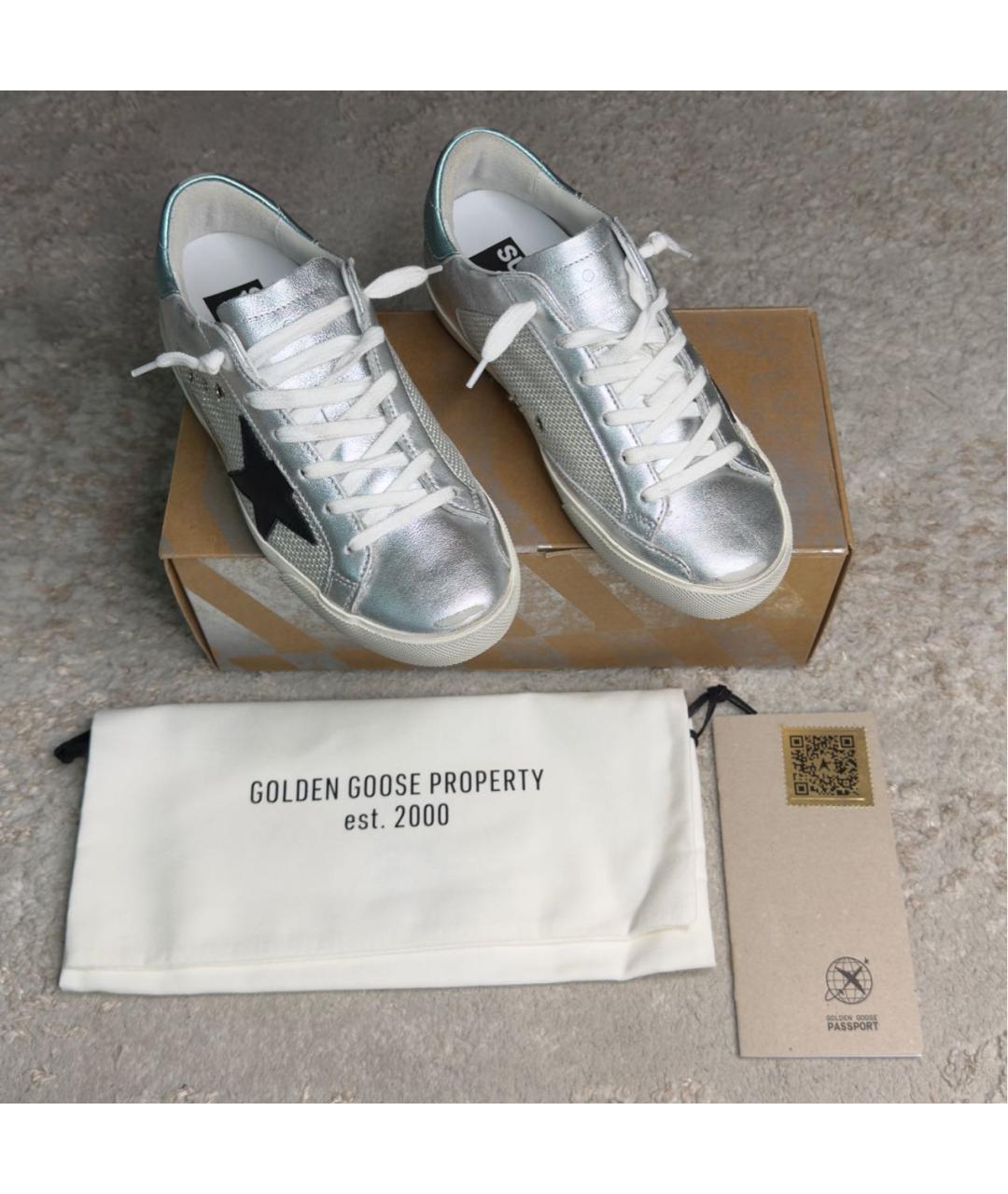 GOLDEN GOOSE DELUXE BRAND Серебряные кожаные кеды, фото 8