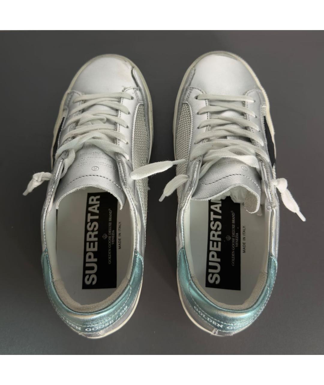 GOLDEN GOOSE DELUXE BRAND Серебряные кожаные кеды, фото 3
