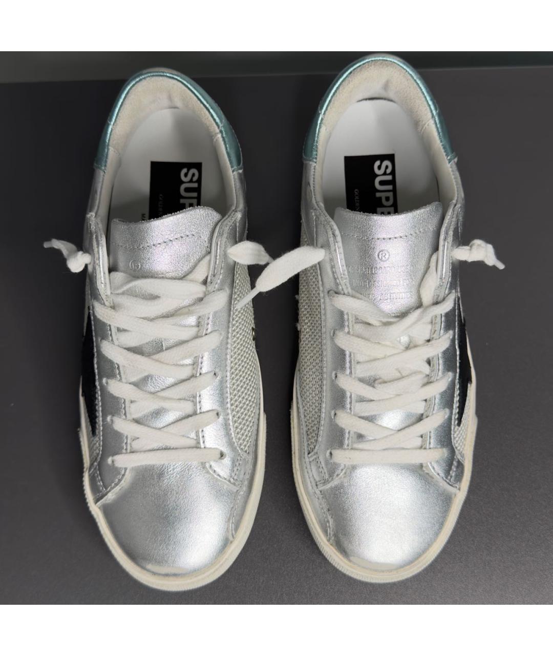 GOLDEN GOOSE DELUXE BRAND Серебряные кожаные кеды, фото 2