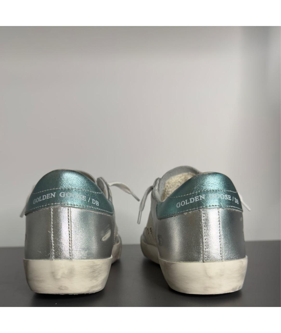 GOLDEN GOOSE DELUXE BRAND Серебряные кожаные кеды, фото 4