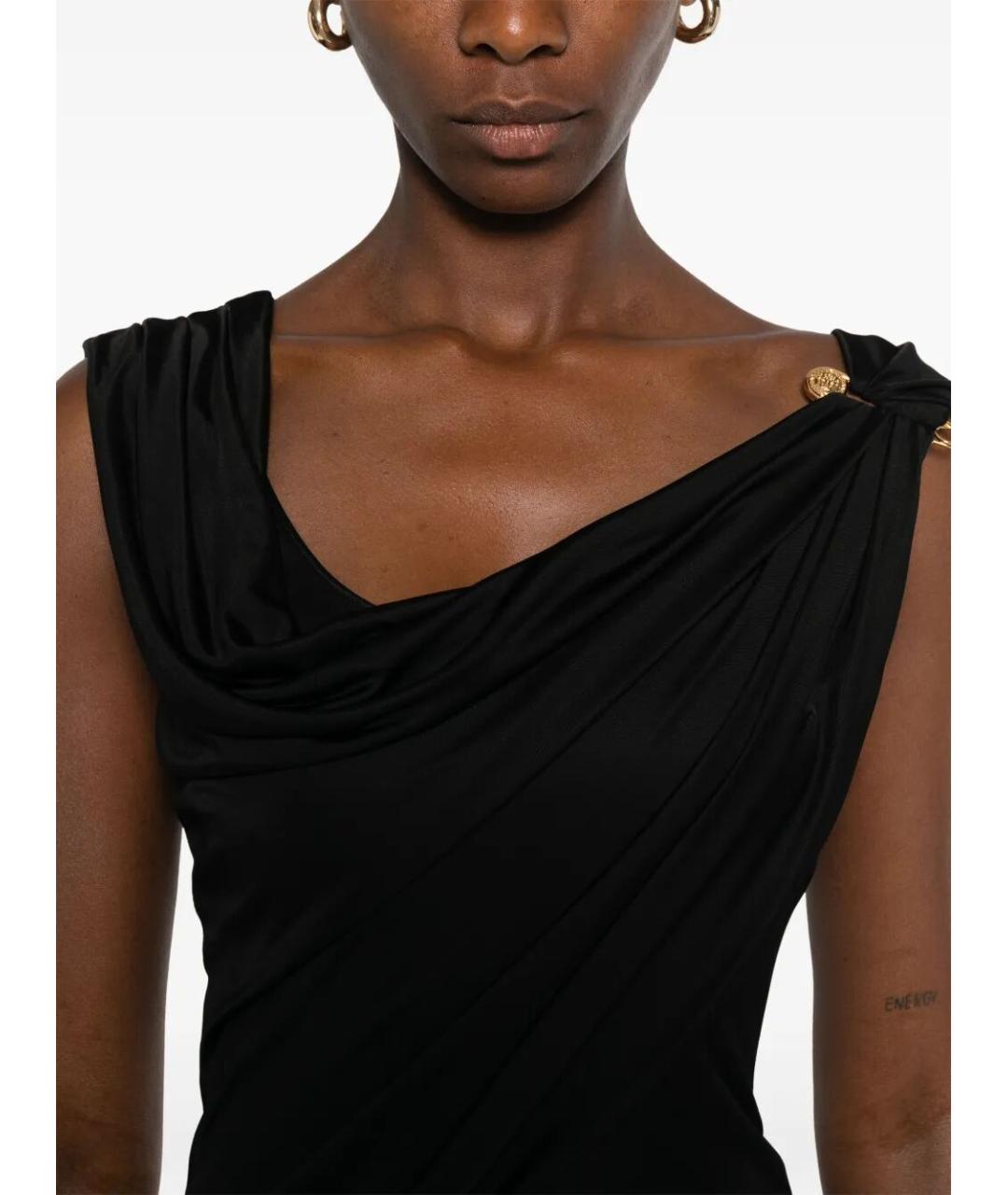 VERSACE Черное вискозное вечернее платье, фото 4