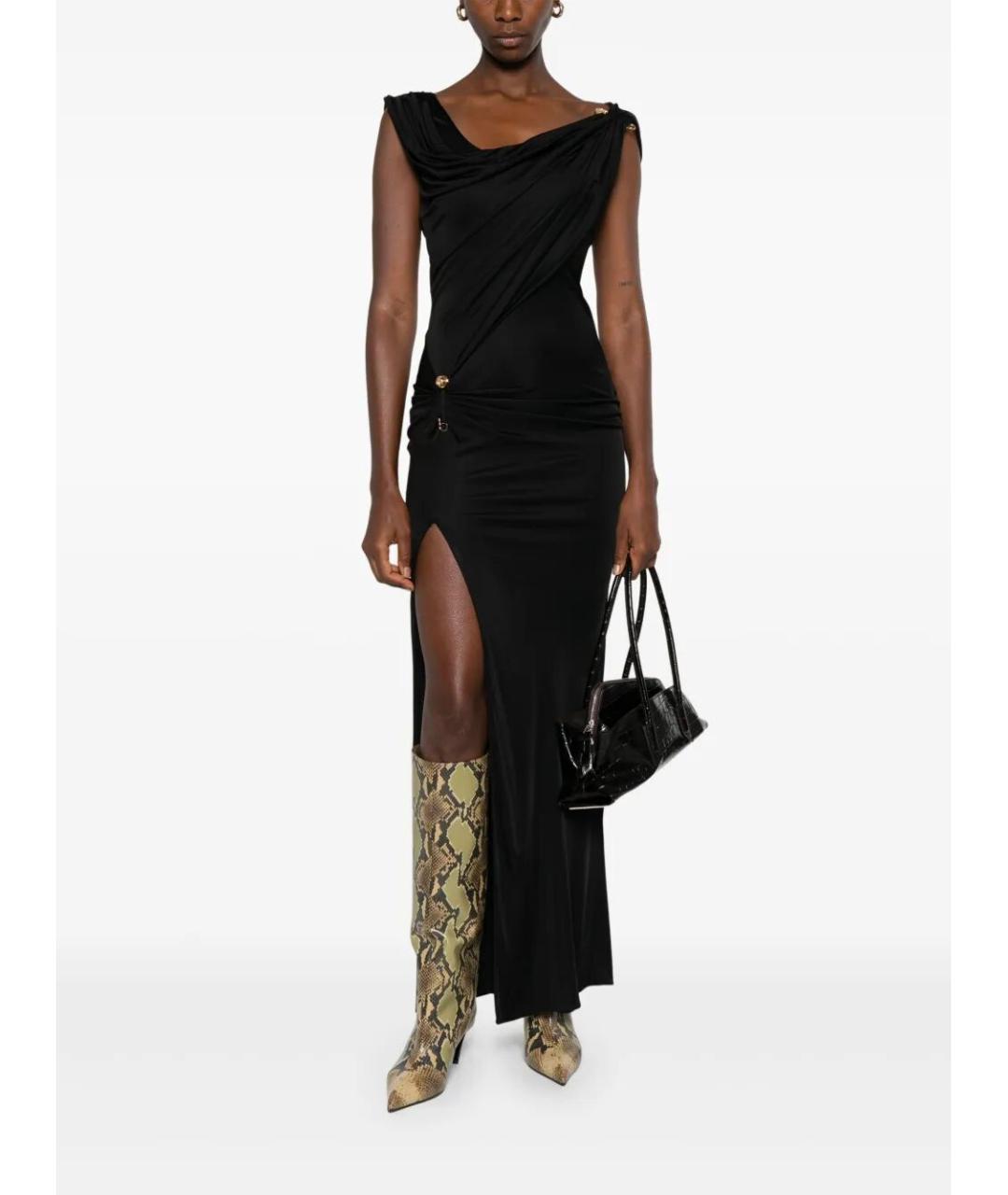 VERSACE Черное вискозное вечернее платье, фото 2