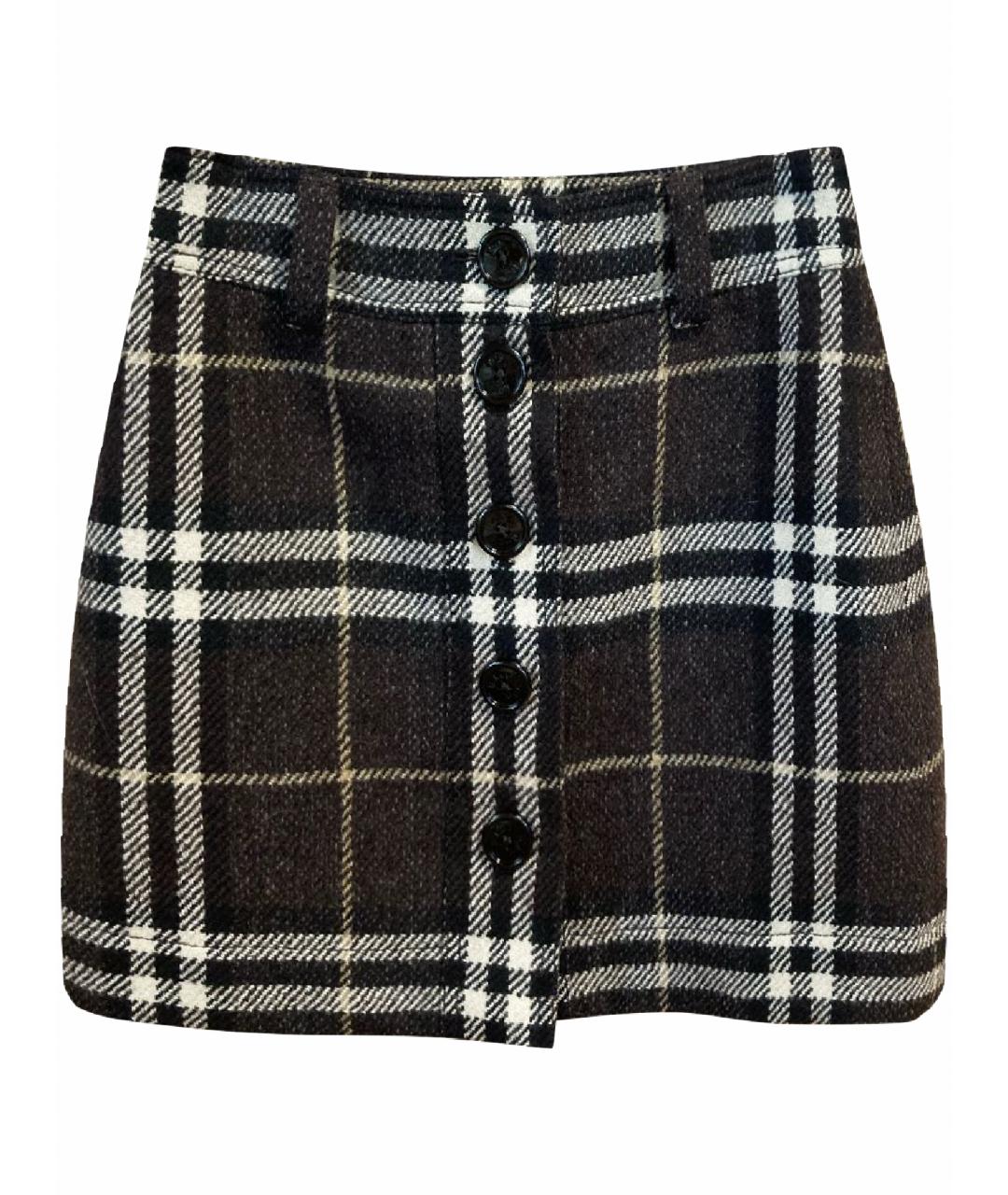 BURBERRY Коричневая шерстяная юбка мини, фото 1