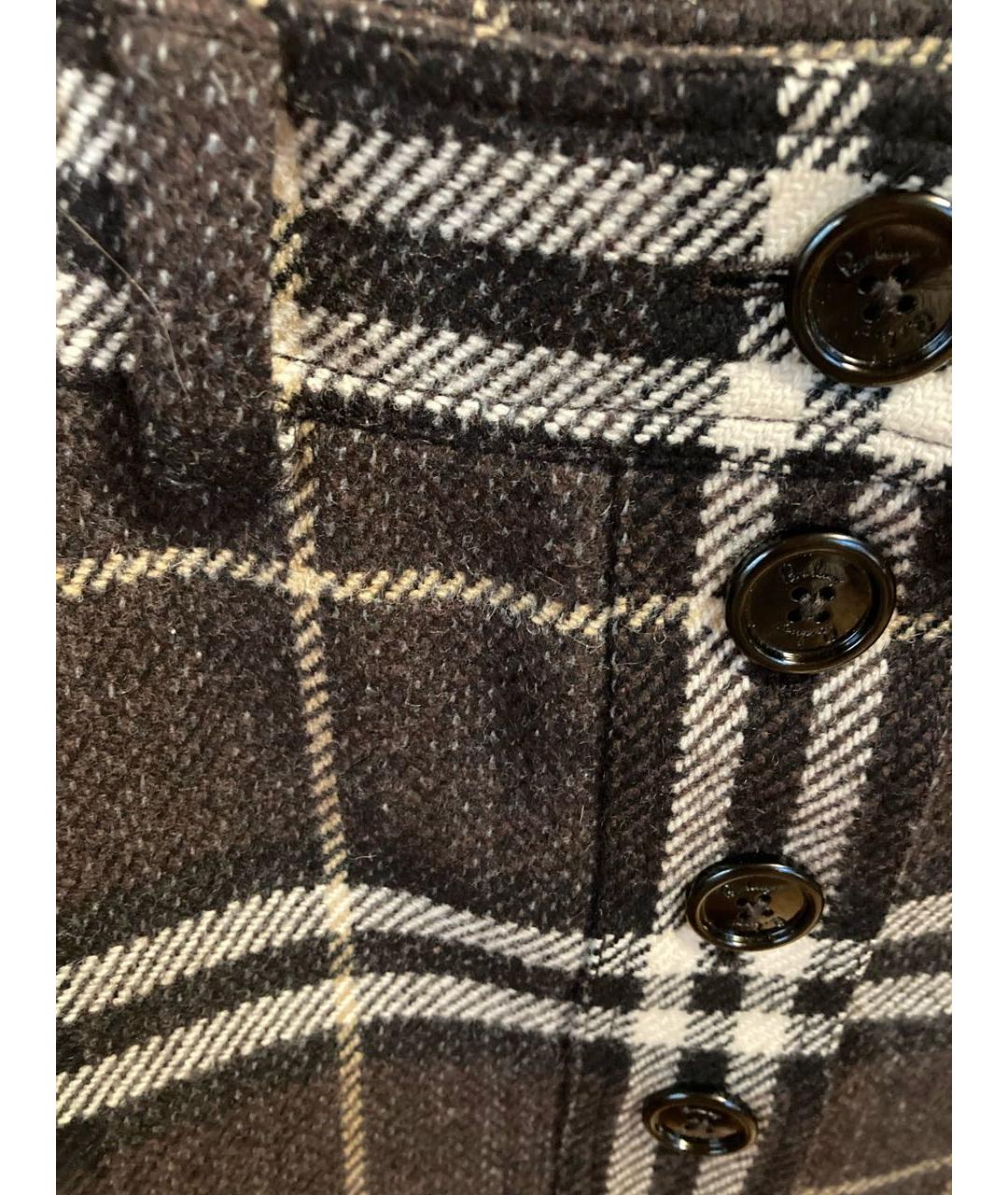 BURBERRY Коричневая шерстяная юбка мини, фото 4