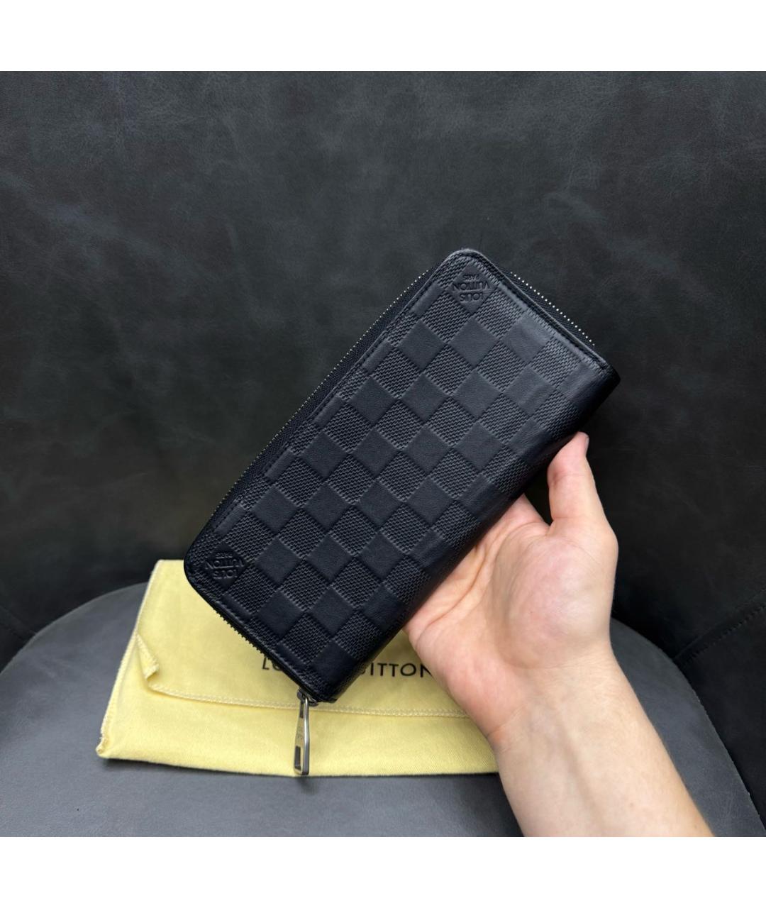 LOUIS VUITTON Черный кожаный кошелек, фото 2