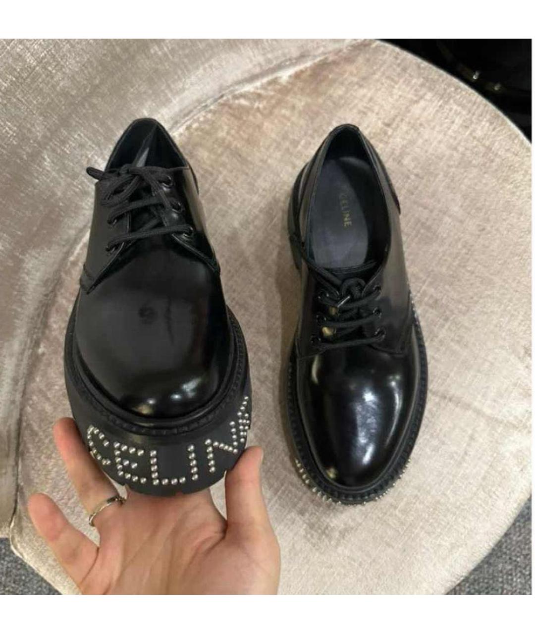 CELINE Черные кожаные брогги и оксфорды, фото 3