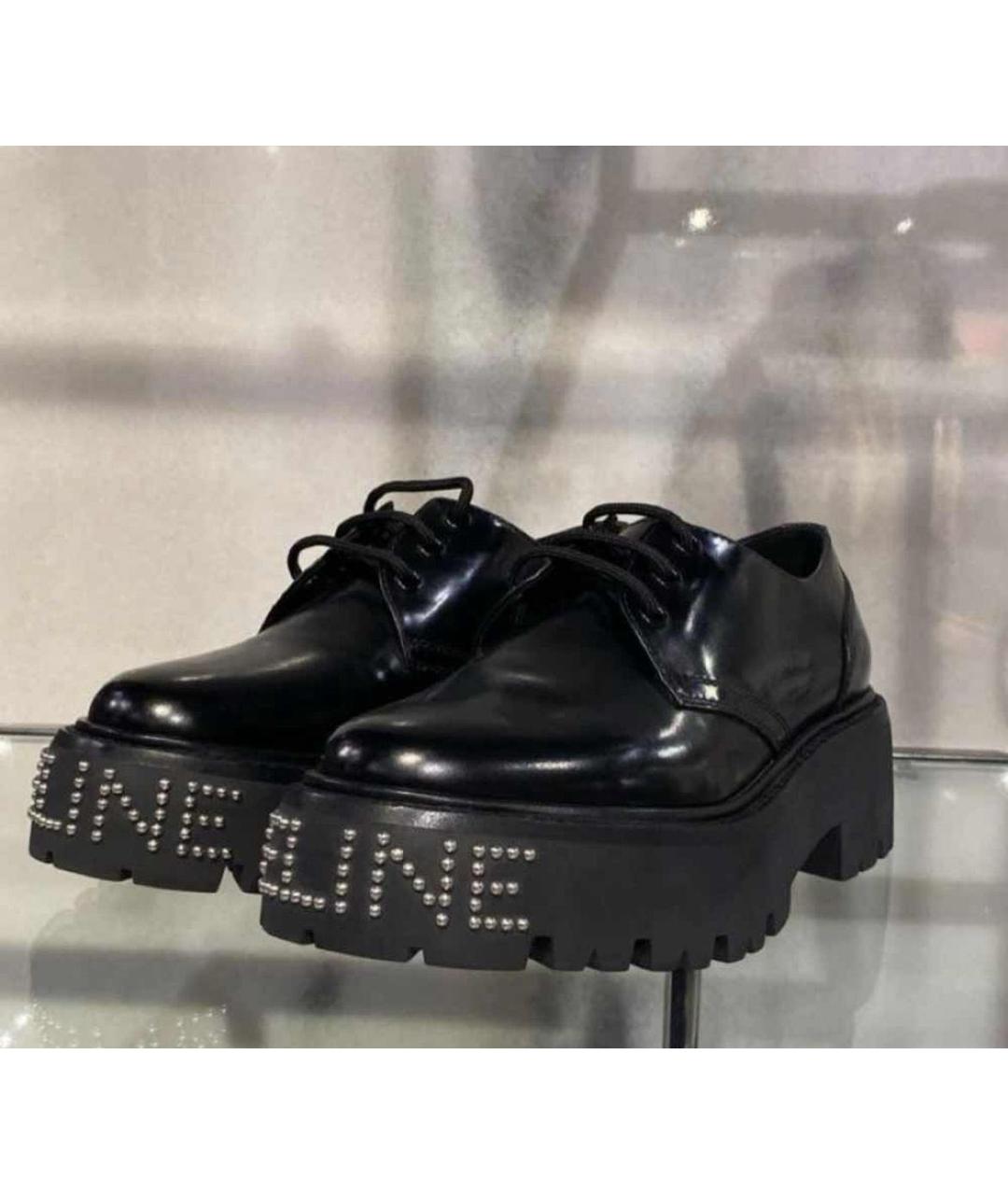 CELINE Черные кожаные брогги и оксфорды, фото 2