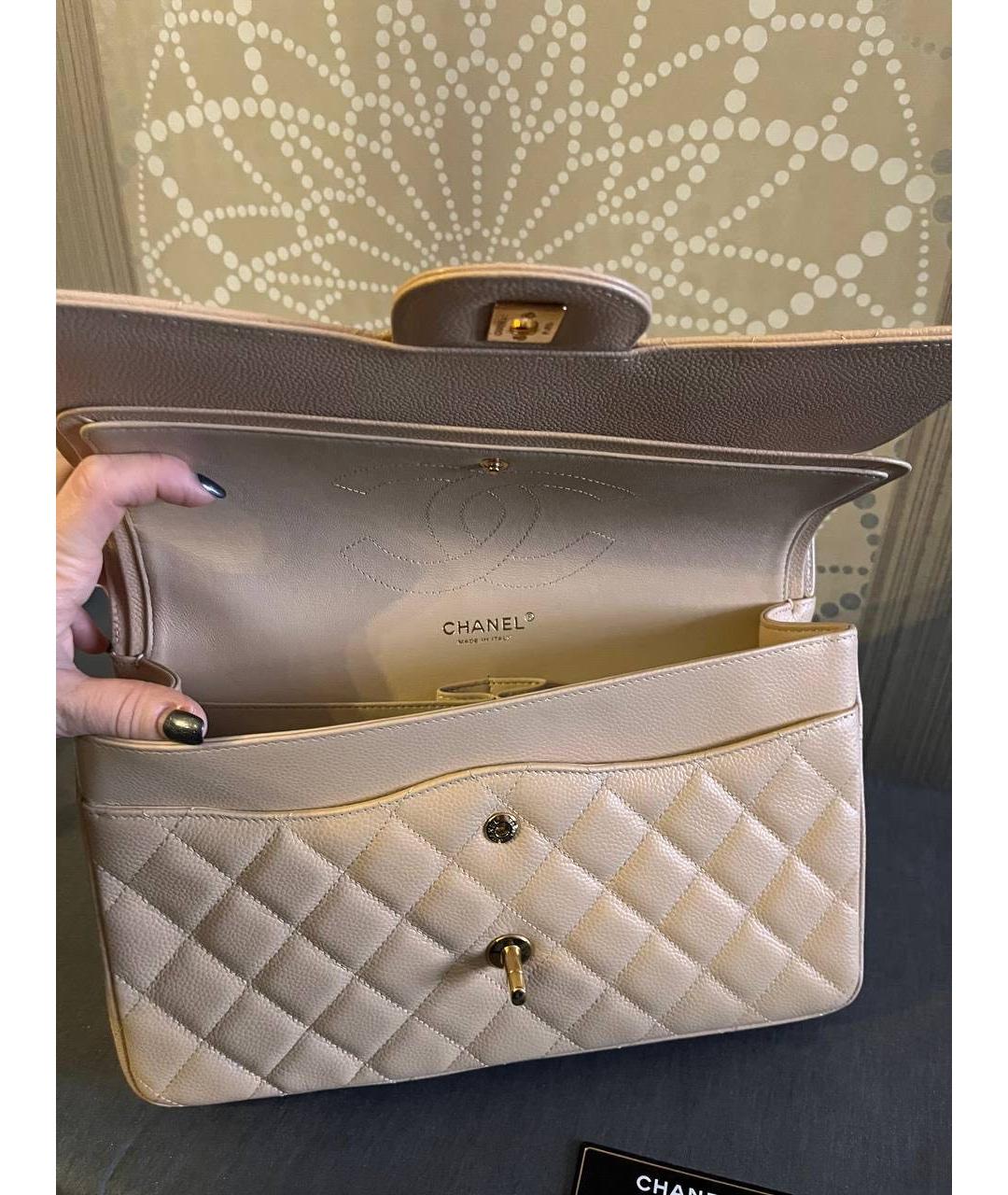 CHANEL Бежевая кожаная сумка через плечо, фото 3