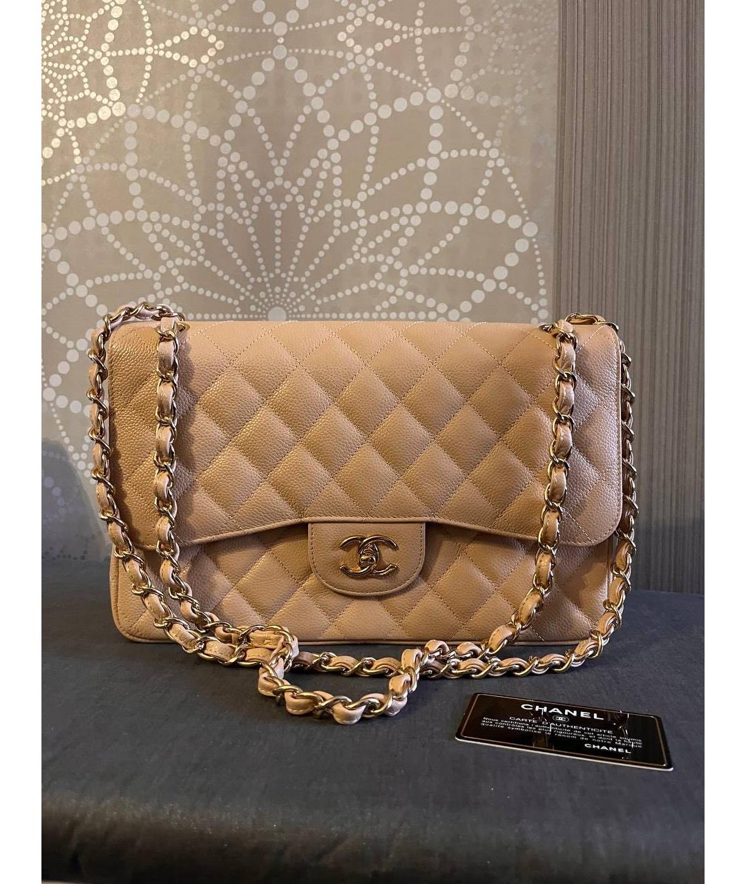 CHANEL Бежевая кожаная сумка через плечо, фото 5