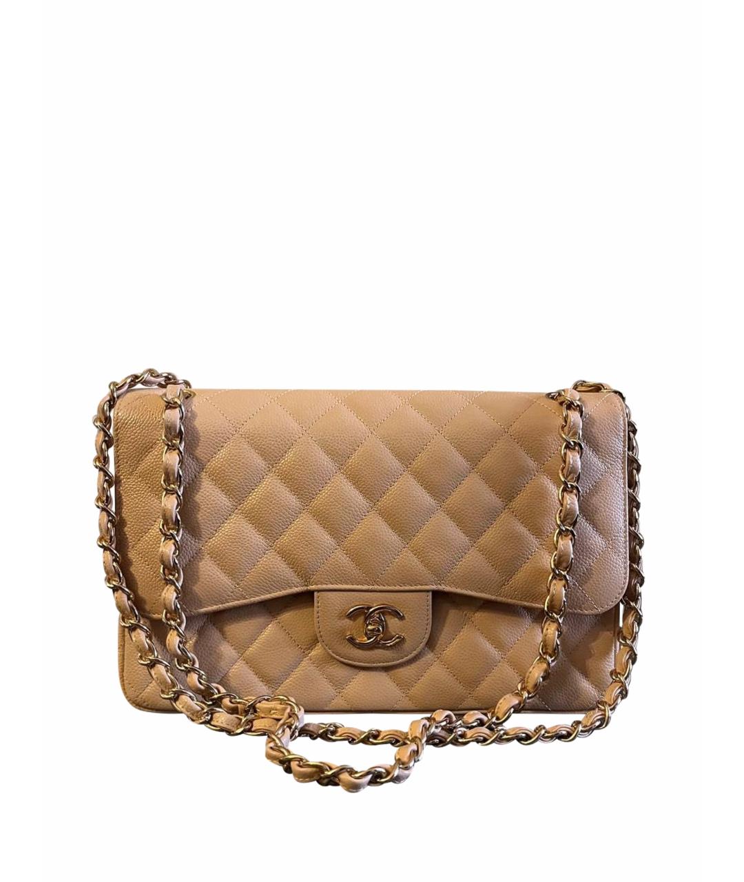 CHANEL Бежевая кожаная сумка через плечо, фото 1