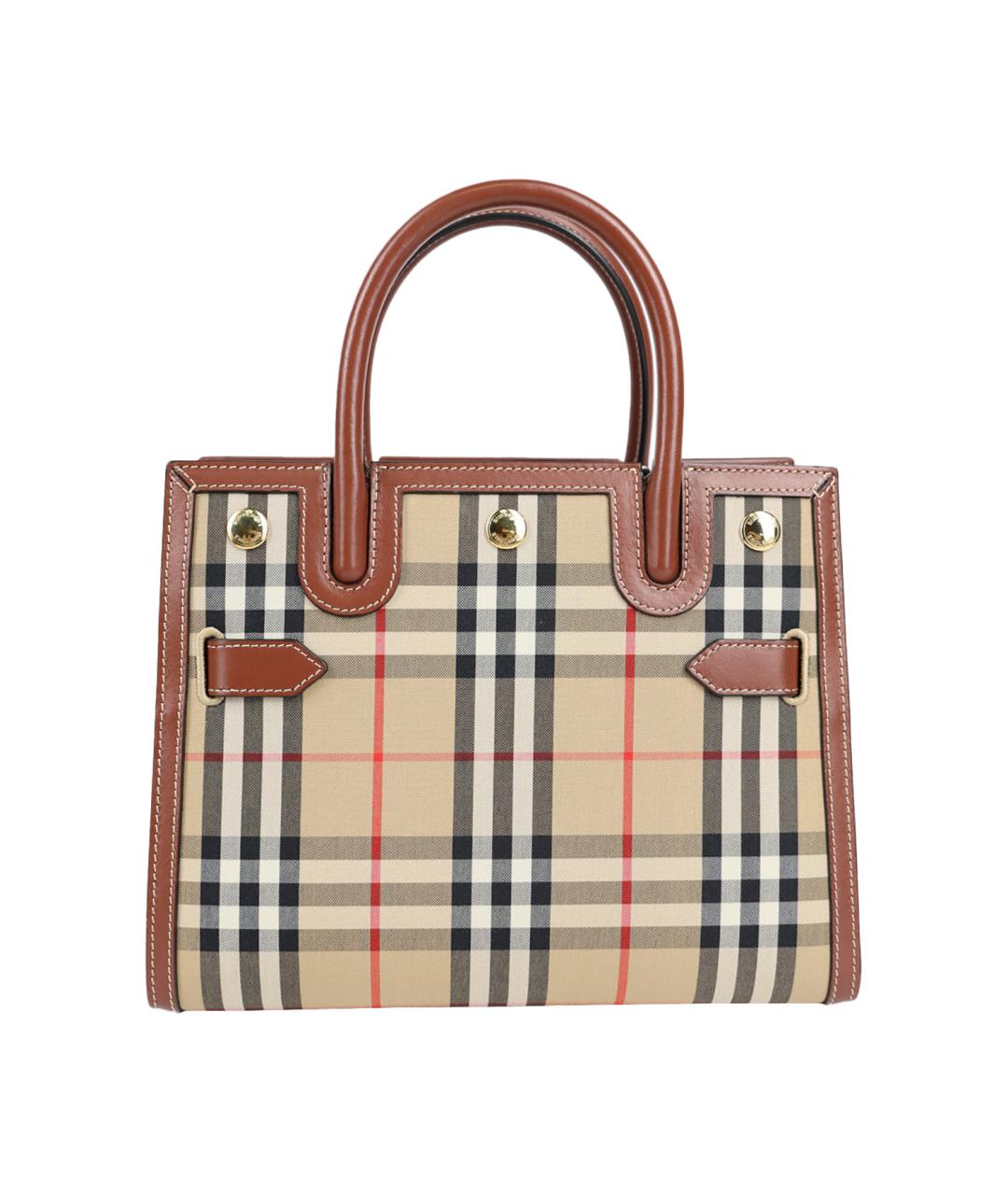 BURBERRY Коричневая тканевая сумка с короткими ручками, фото 1