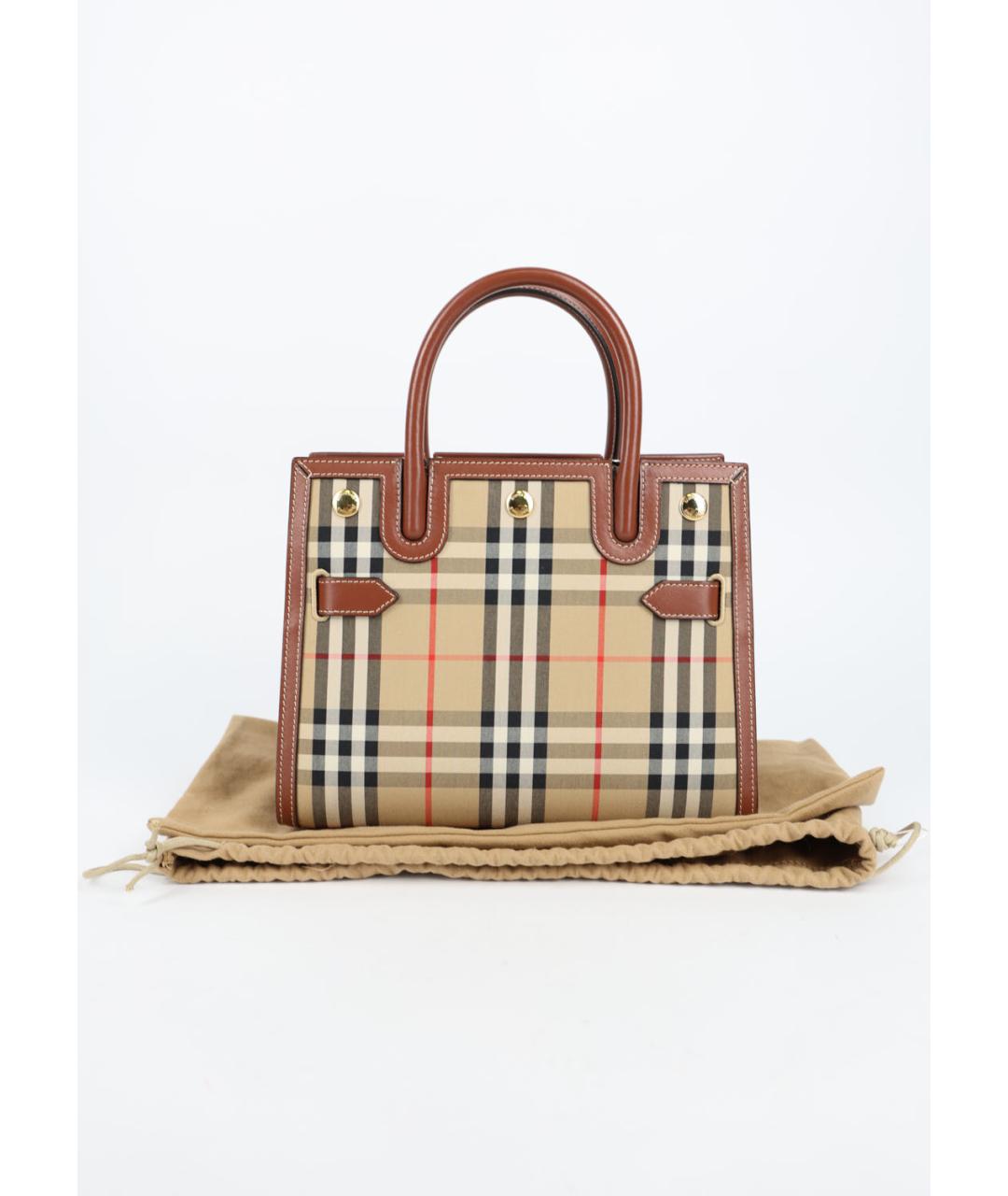 BURBERRY Коричневая тканевая сумка с короткими ручками, фото 7