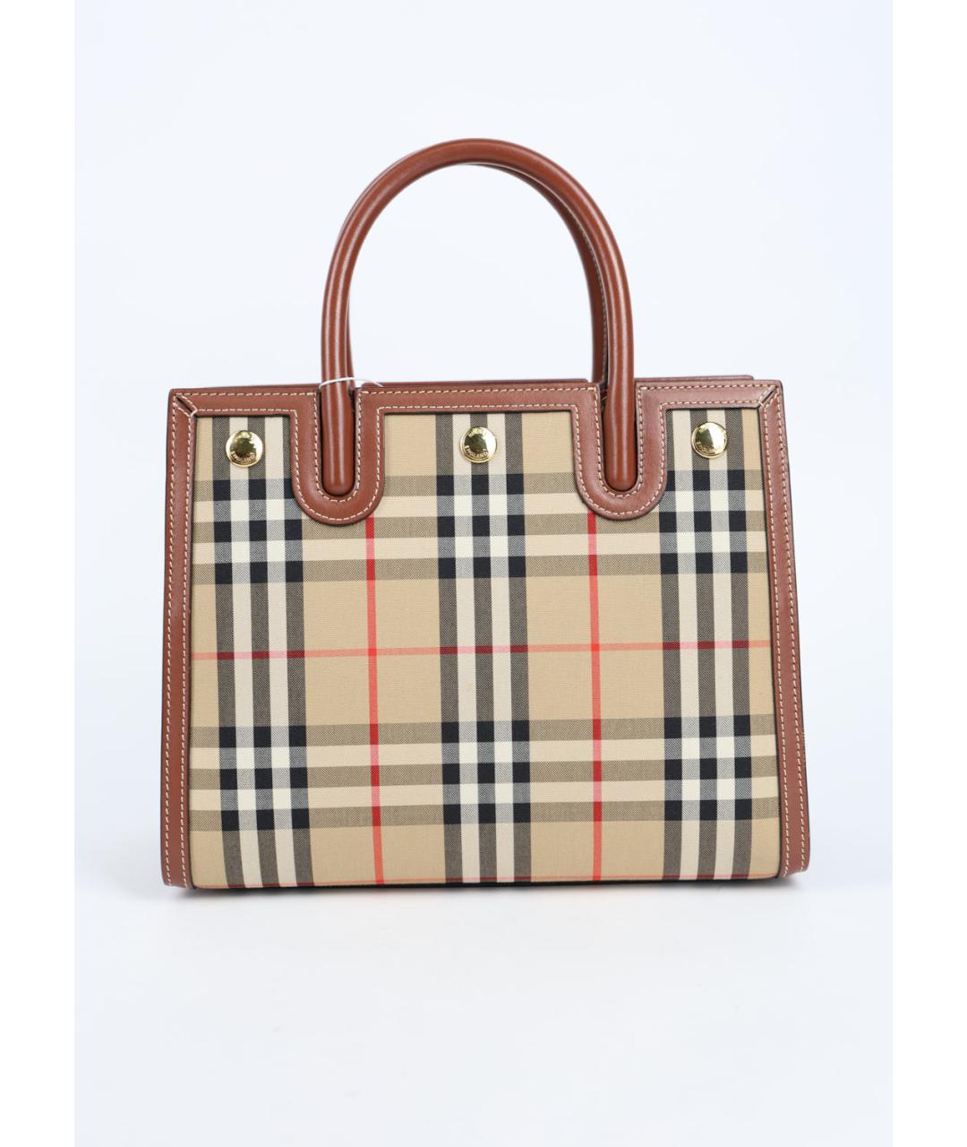 BURBERRY Коричневая тканевая сумка с короткими ручками, фото 3