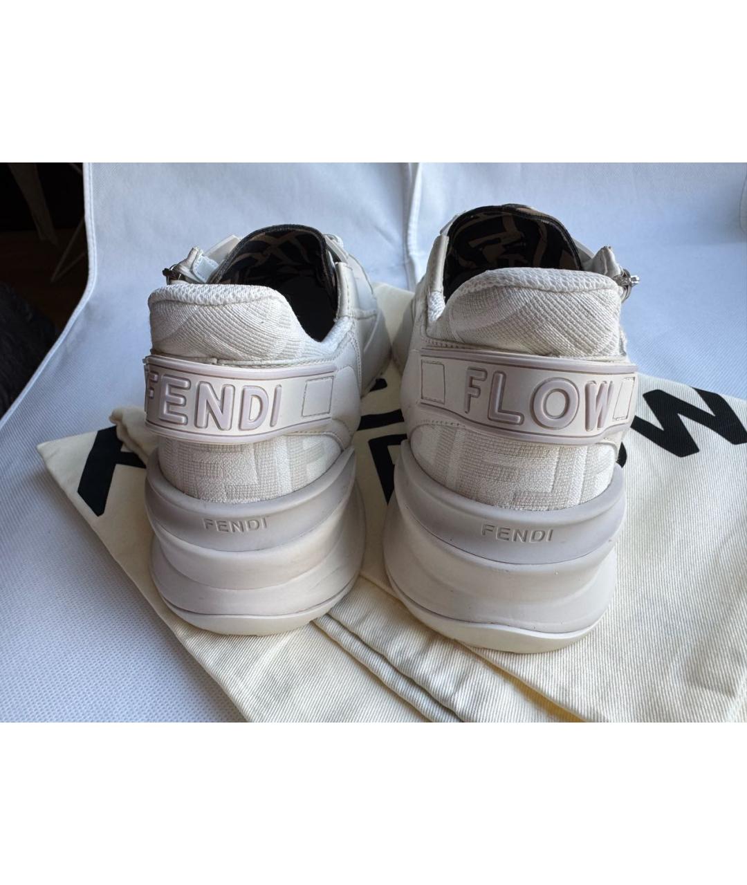 FENDI Бежевые кожаные кроссовки, фото 4