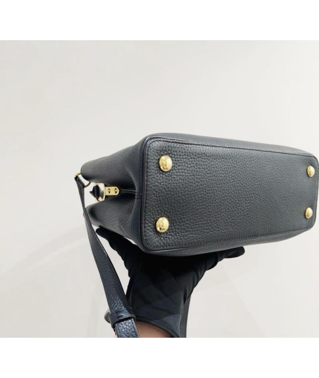 LOUIS VUITTON Черная кожаная сумка тоут, фото 5