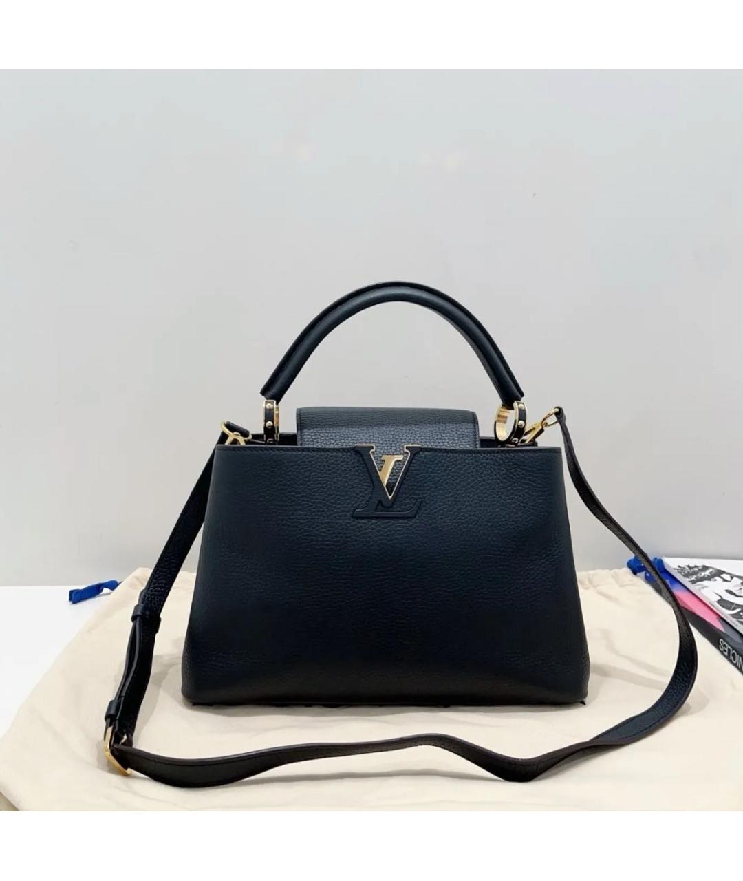 LOUIS VUITTON Черная кожаная сумка тоут, фото 7