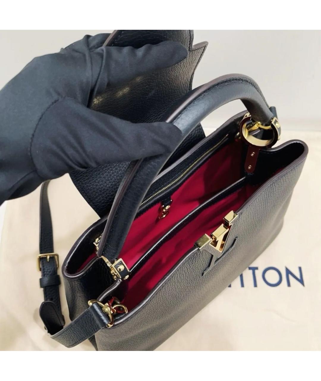 LOUIS VUITTON Черная кожаная сумка тоут, фото 3