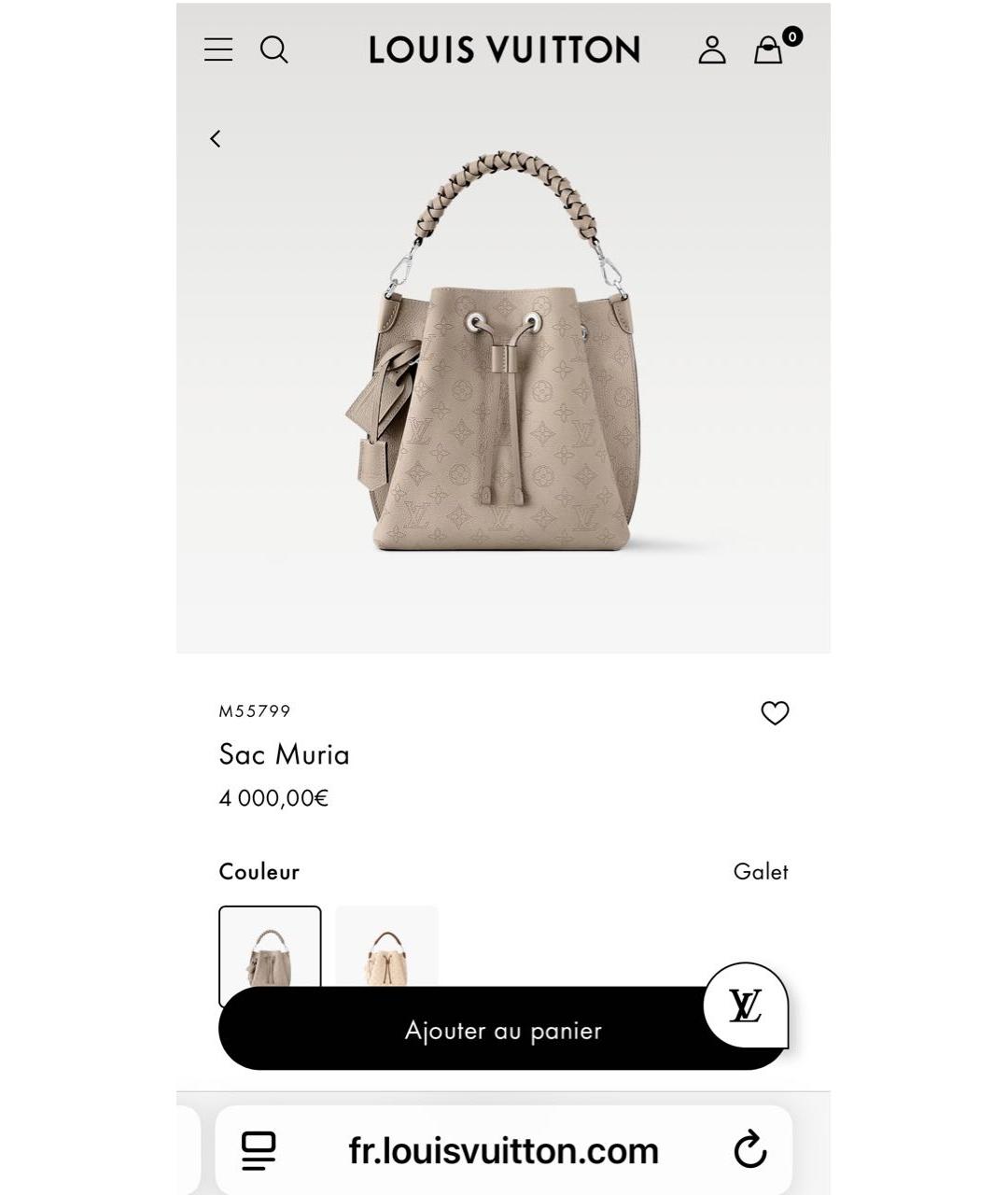 LOUIS VUITTON Серая кожаная сумка с короткими ручками, фото 9