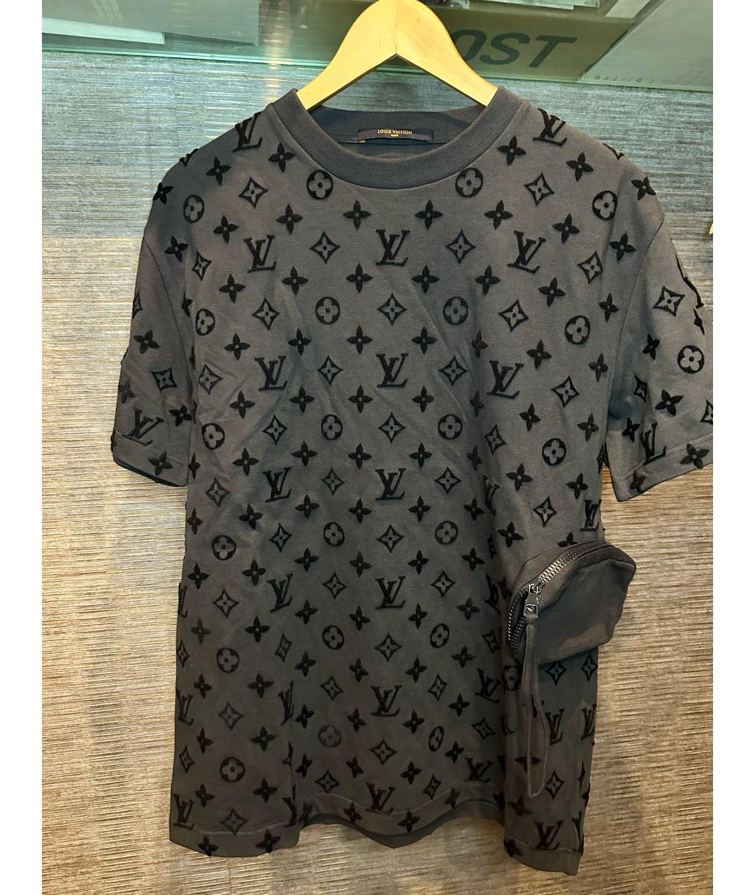 LOUIS VUITTON Антрацитовая хлопковая футболка, фото 7