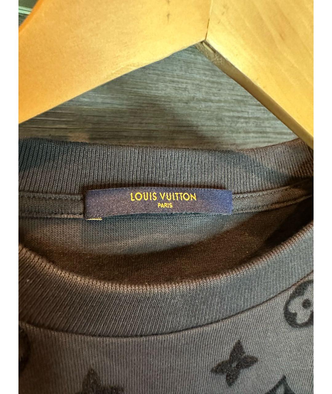 LOUIS VUITTON Антрацитовая хлопковая футболка, фото 2