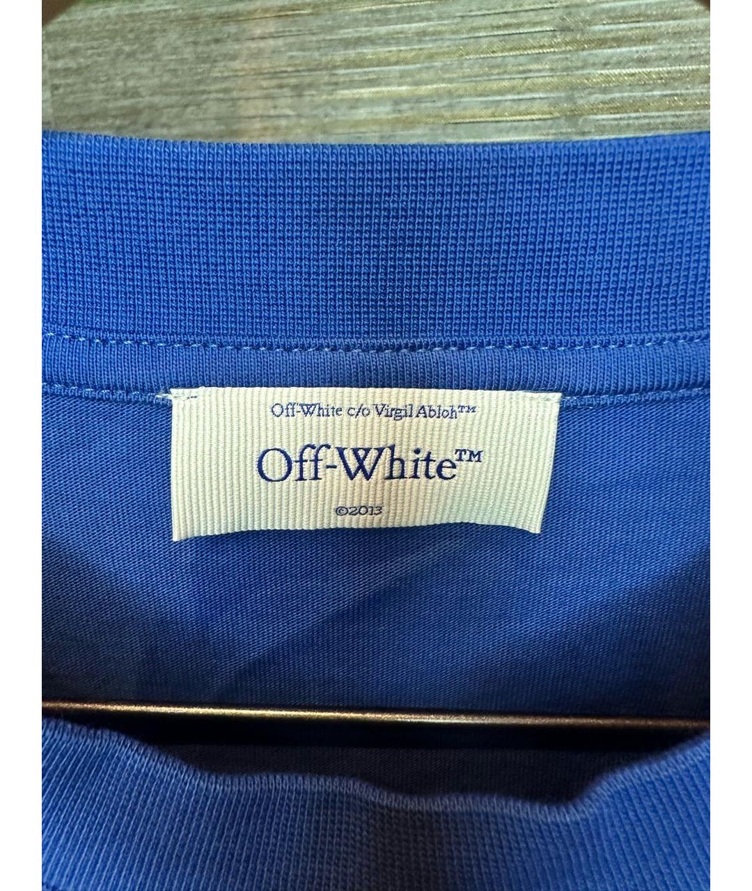 OFF-WHITE Синяя хлопковая футболка, фото 3