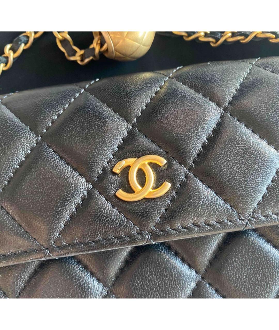 CHANEL Черная кожаная сумка через плечо, фото 6