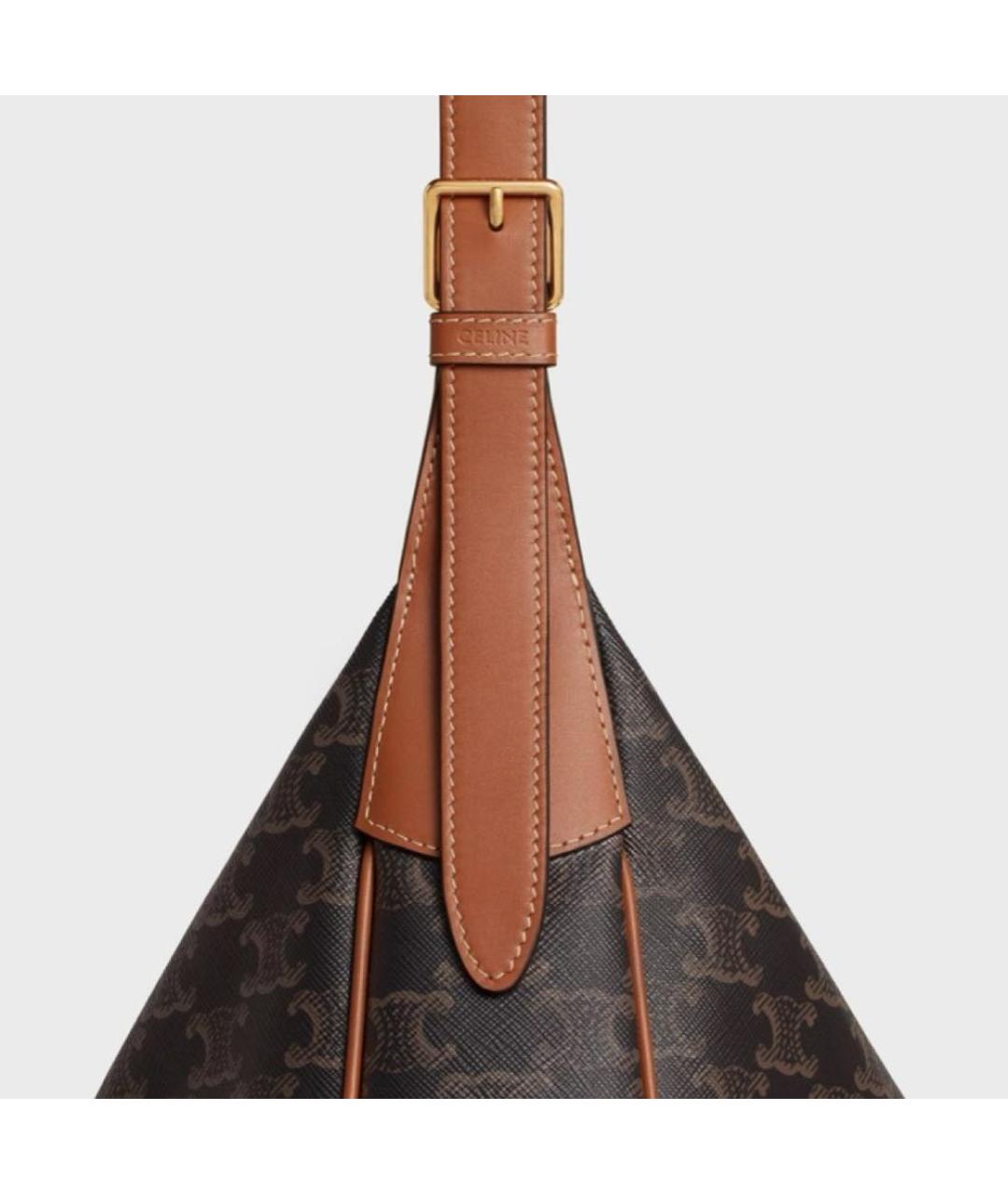 CELINE Коричневая сумка через плечо из искусственной кожи, фото 3