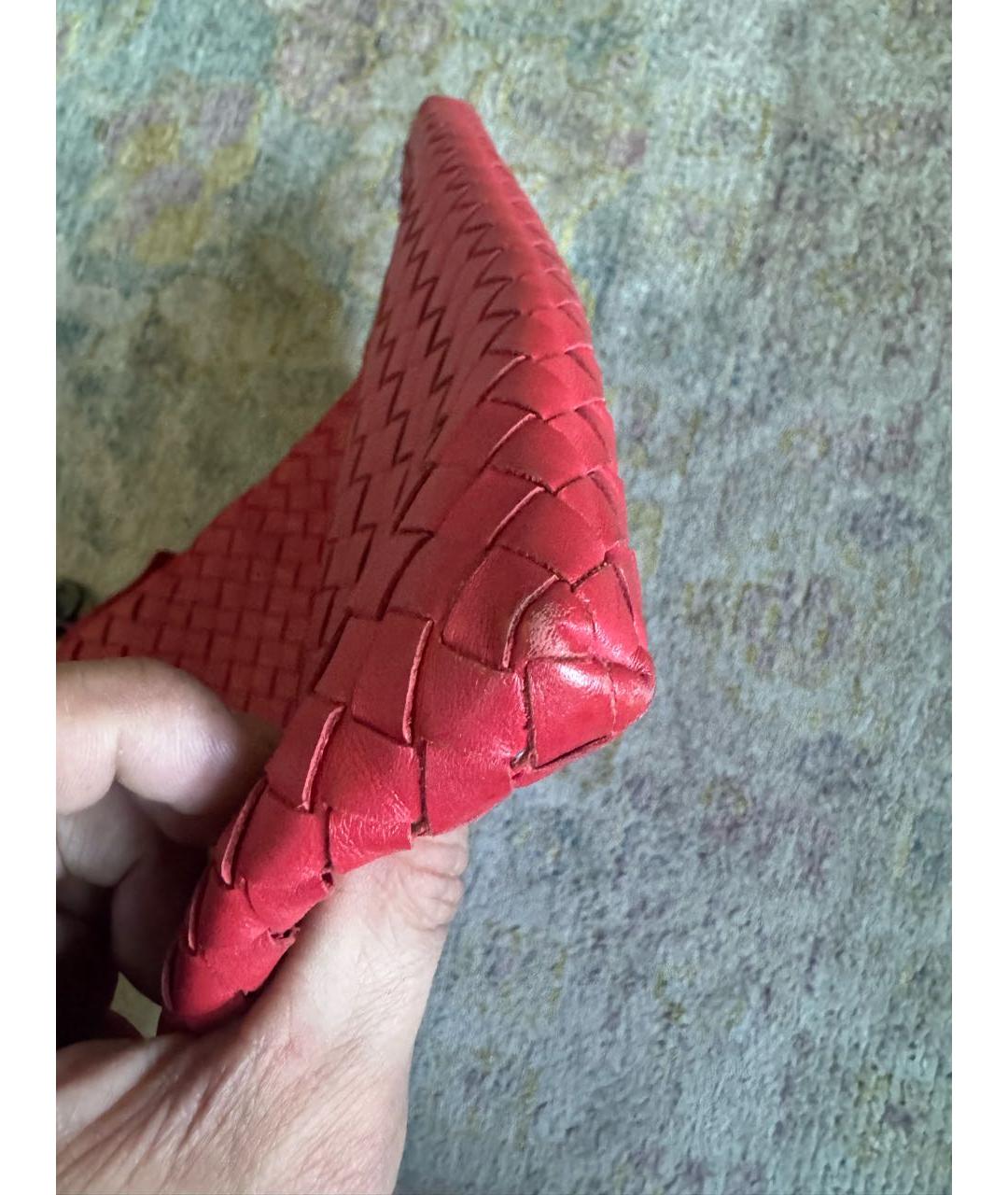 BOTTEGA VENETA Красная кожаная сумка на плечо, фото 8